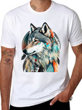 Wolf Spirit Graphic Tee - Artistic Dreamcatcher Design