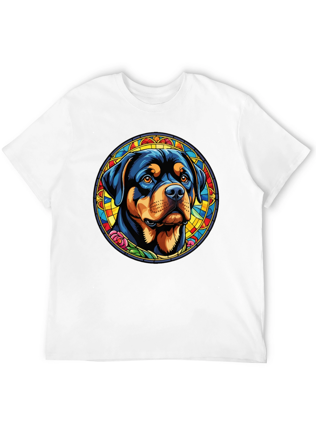 Rottweiler Stained Glass Graphic Tee - Black