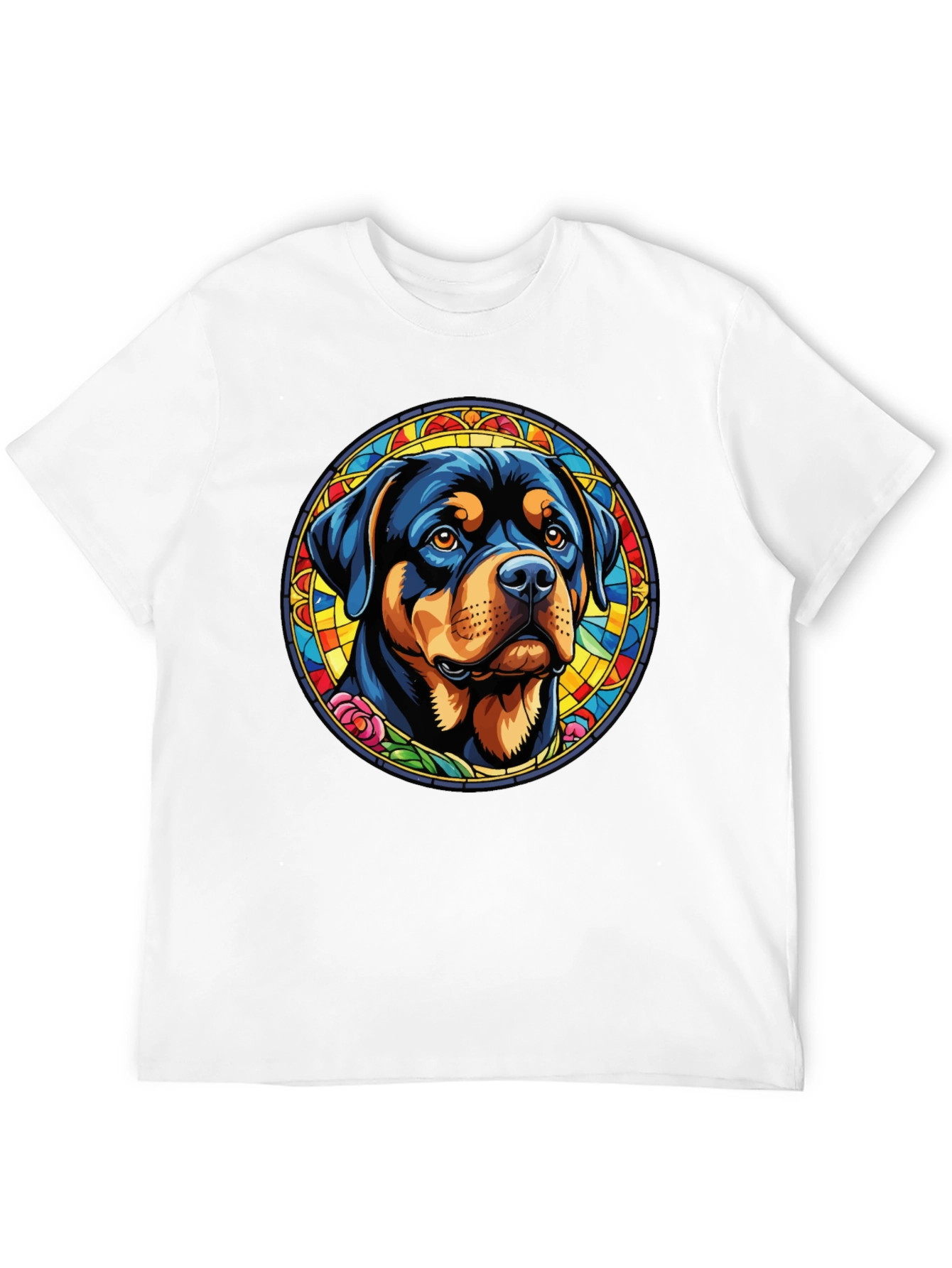 Rottweiler Stained Glass Graphic Tee - Black