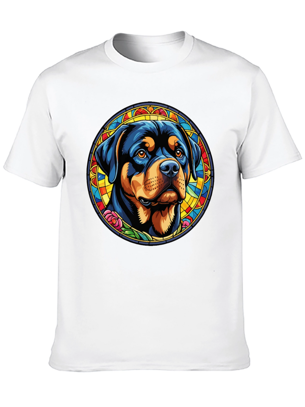 Rottweiler Stained Glass Graphic Tee - Black