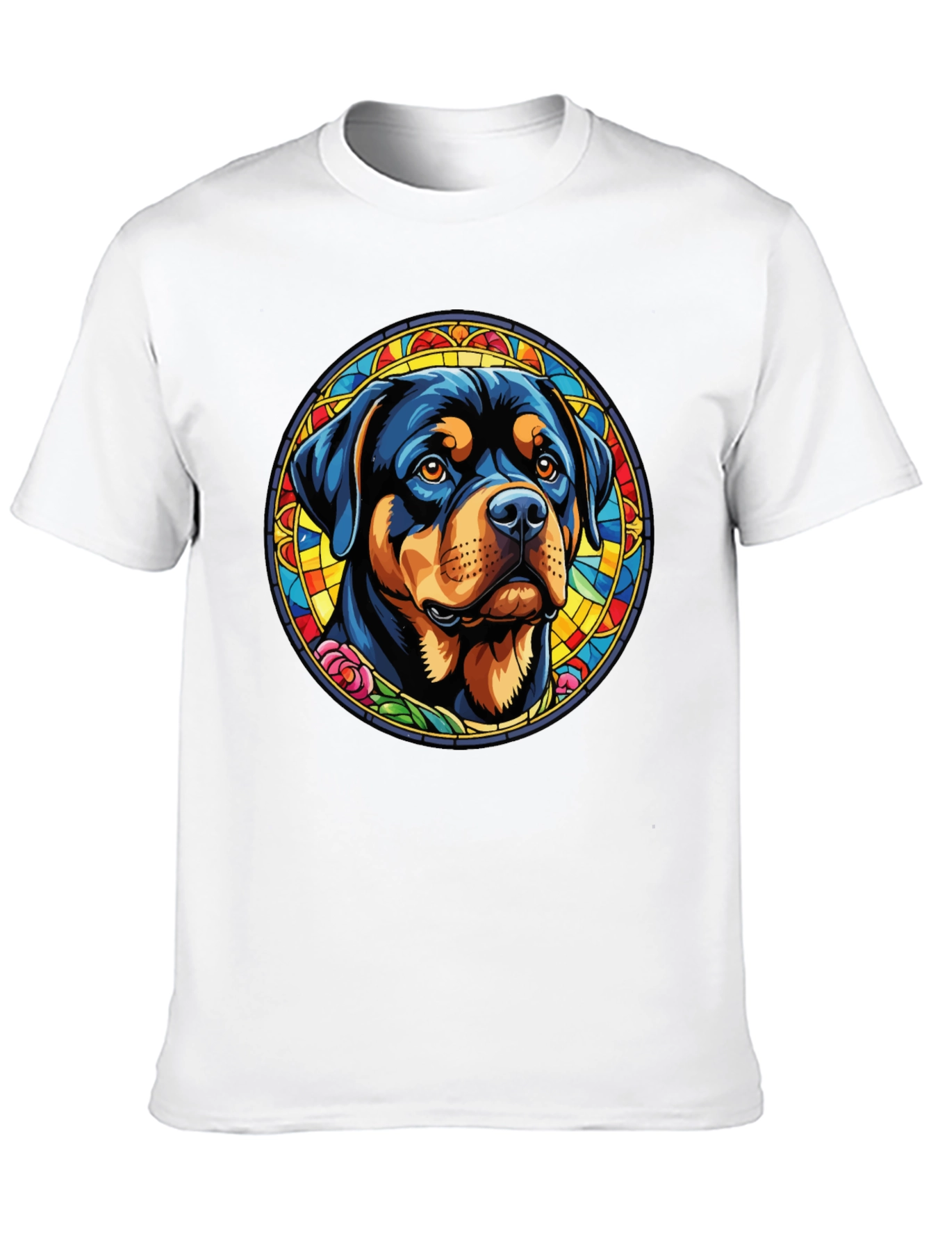 Rottweiler Stained Glass Graphic Tee - Black