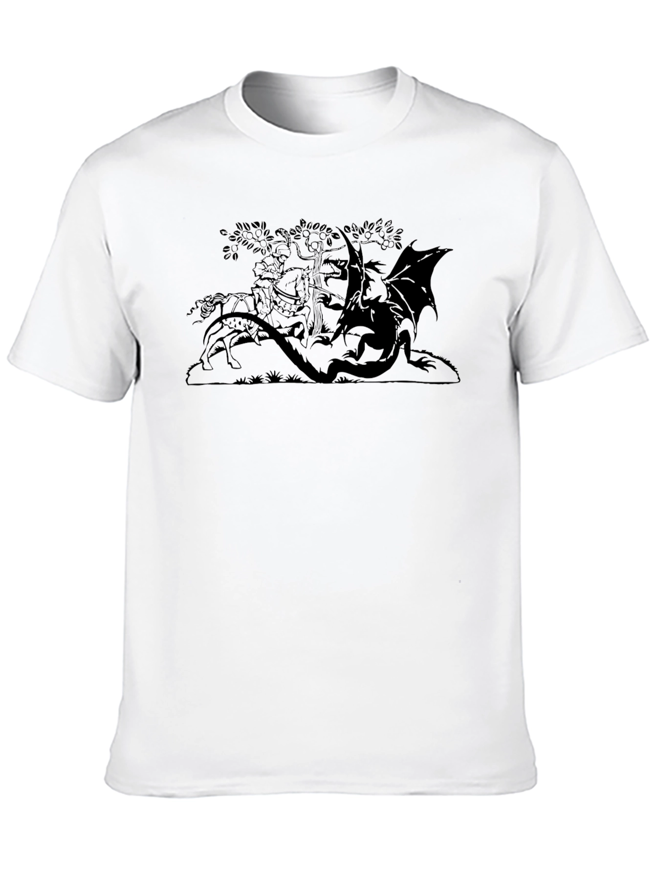 Knight and Dragon Graphic Tee - Black