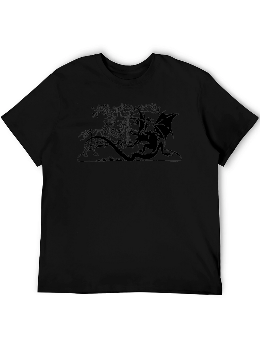 Knight and Dragon Graphic Tee - Black
