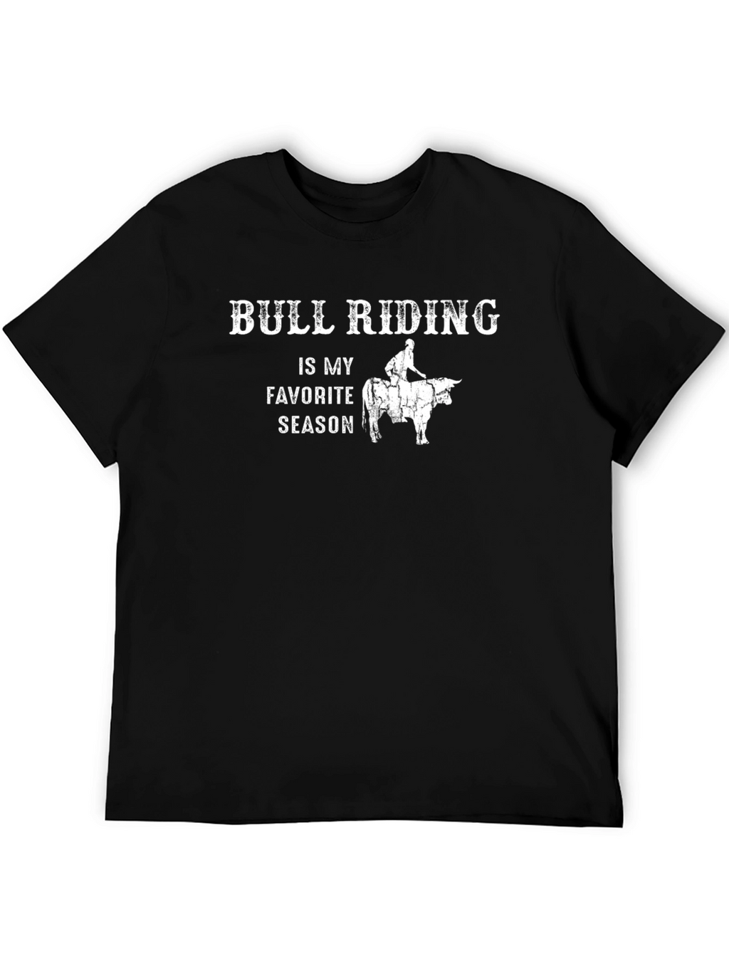 Bull Riding Favorite Season Black T-Shirt