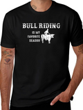 Bull Riding Favorite Season Black T-Shirt