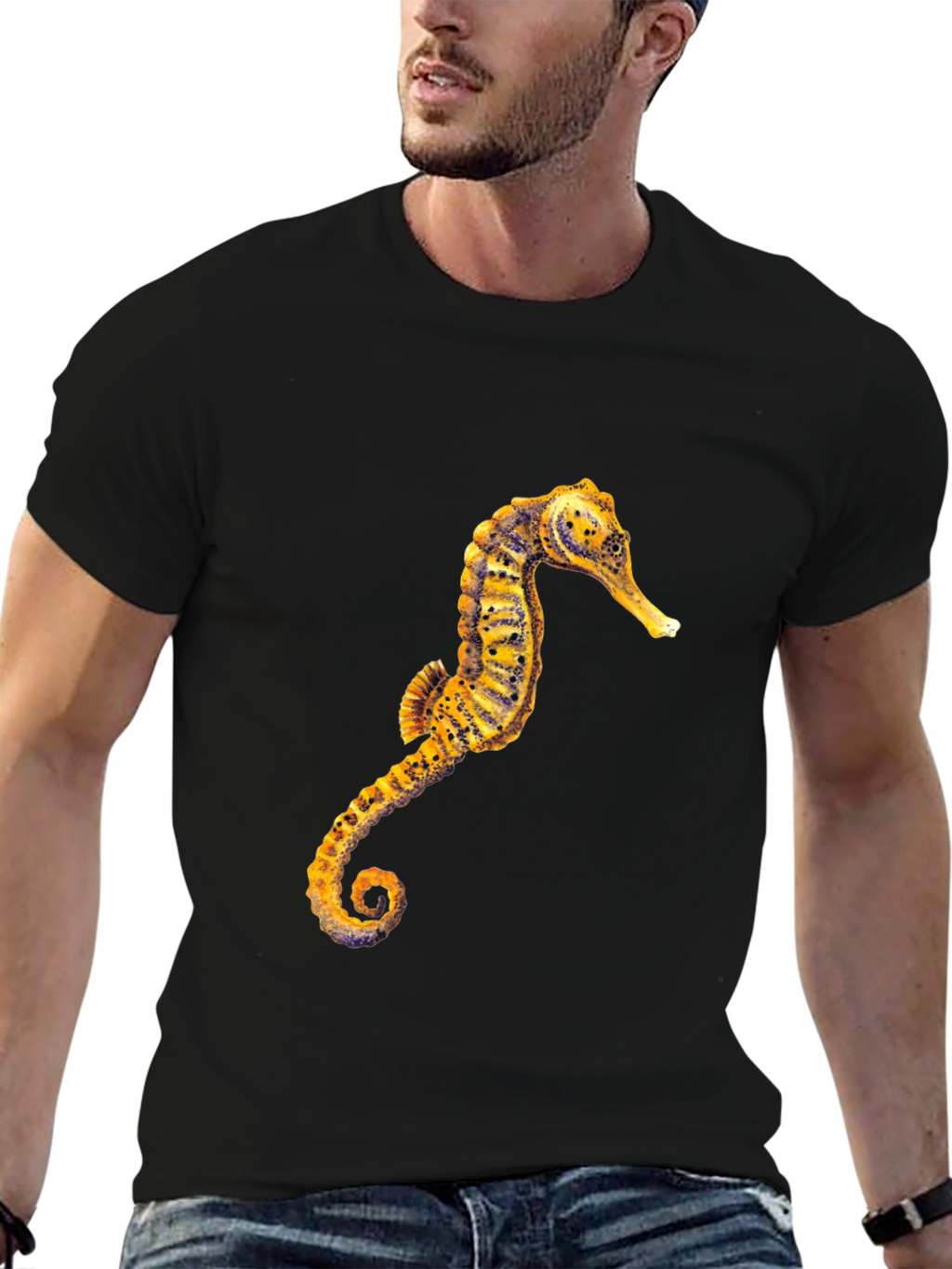 Seahorse Graphic Black T-Shirt