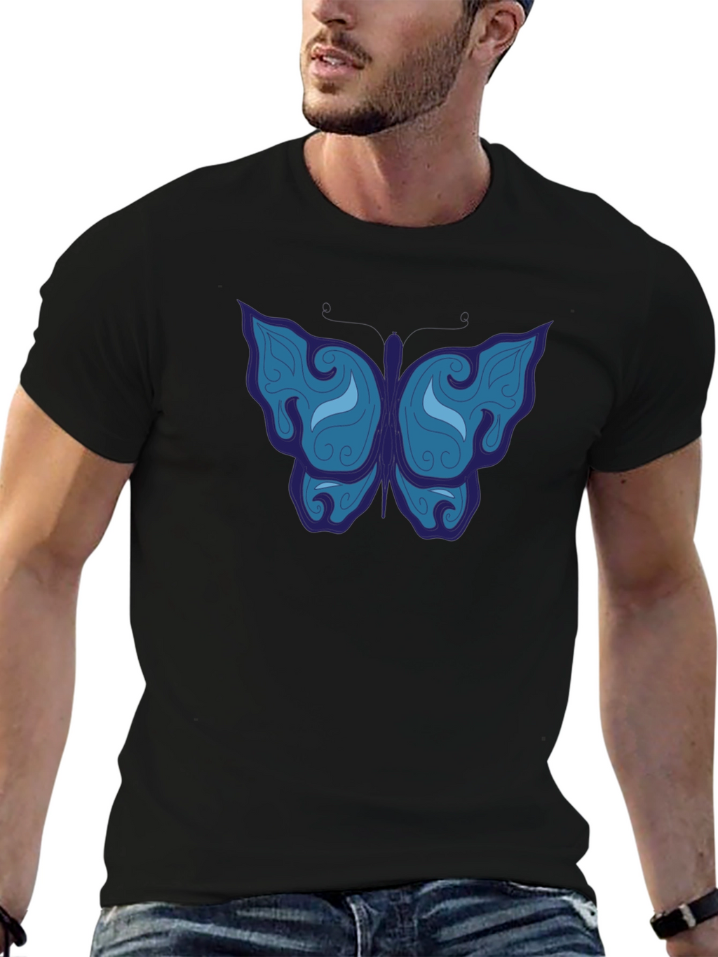 Butterfly Graphic Tee - Mens Black T-Shirt