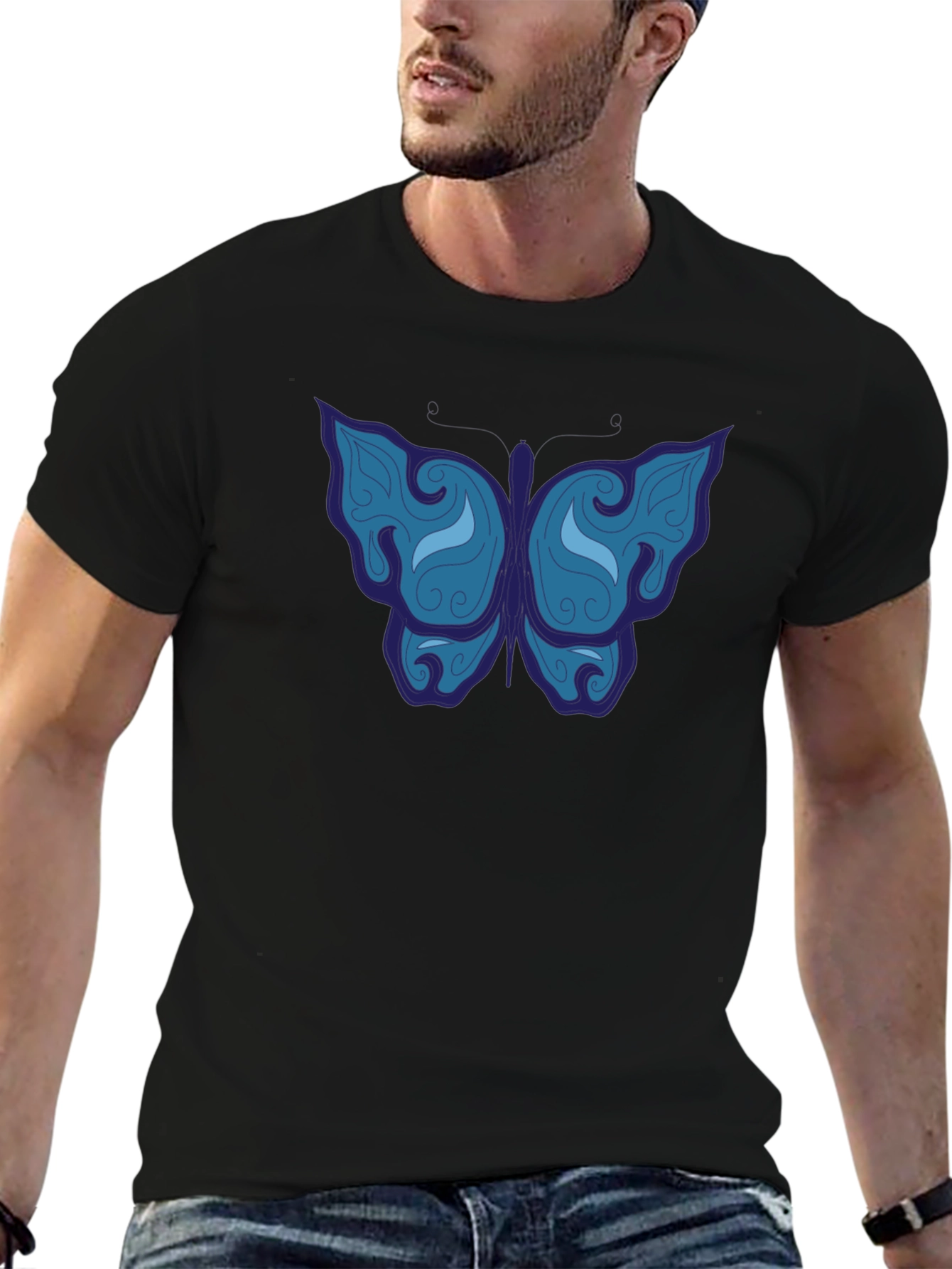 Butterfly Graphic Tee - Mens Black T-Shirt