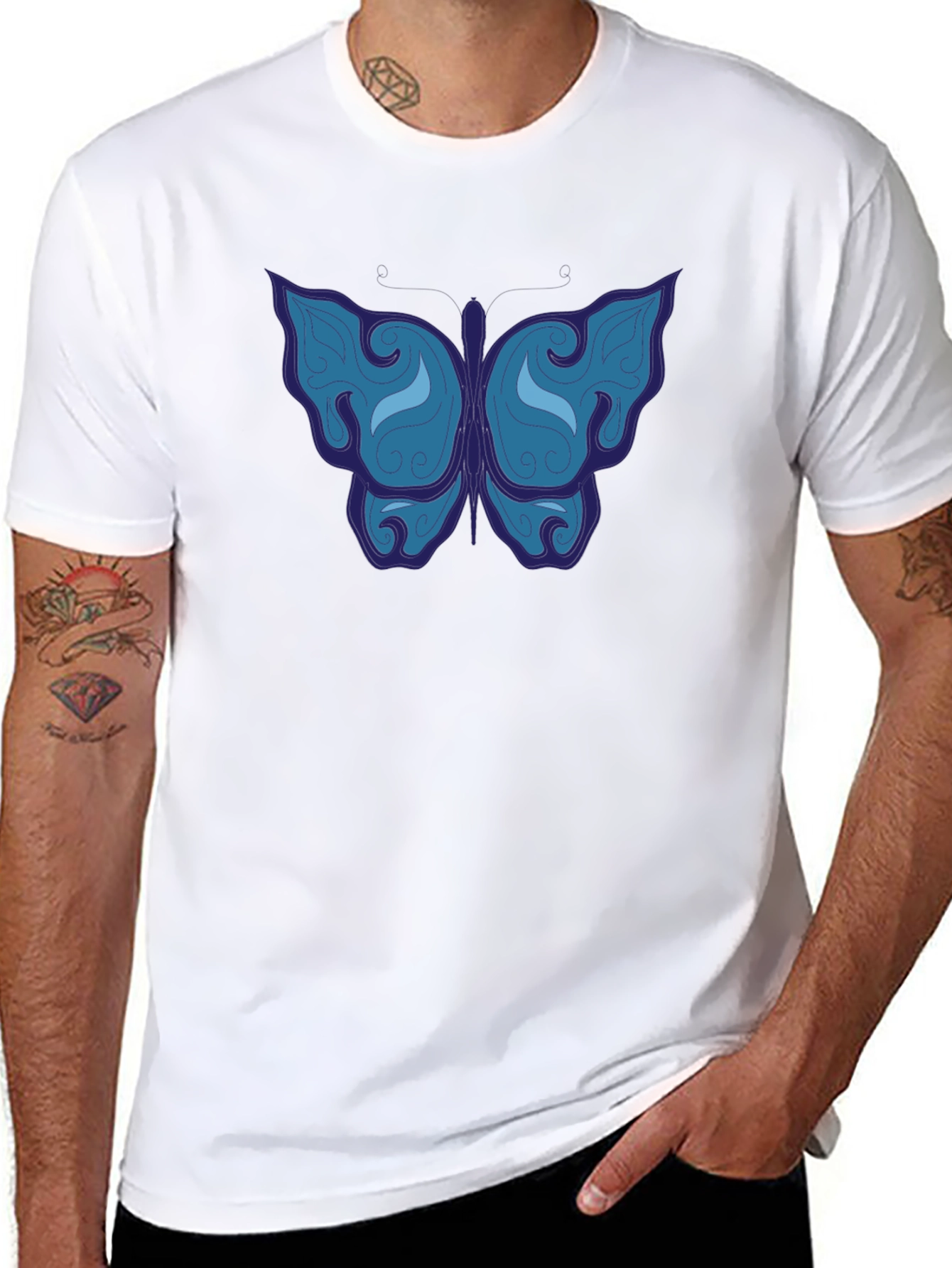 Butterfly Graphic Tee - Mens Black T-Shirt