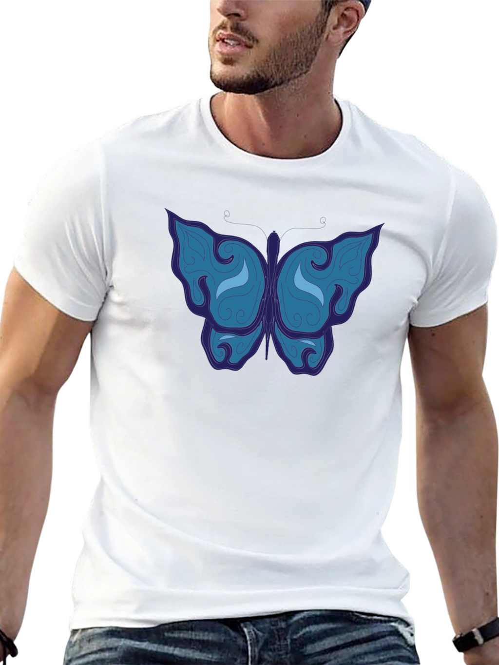 Butterfly Graphic Tee - Mens Black T-Shirt