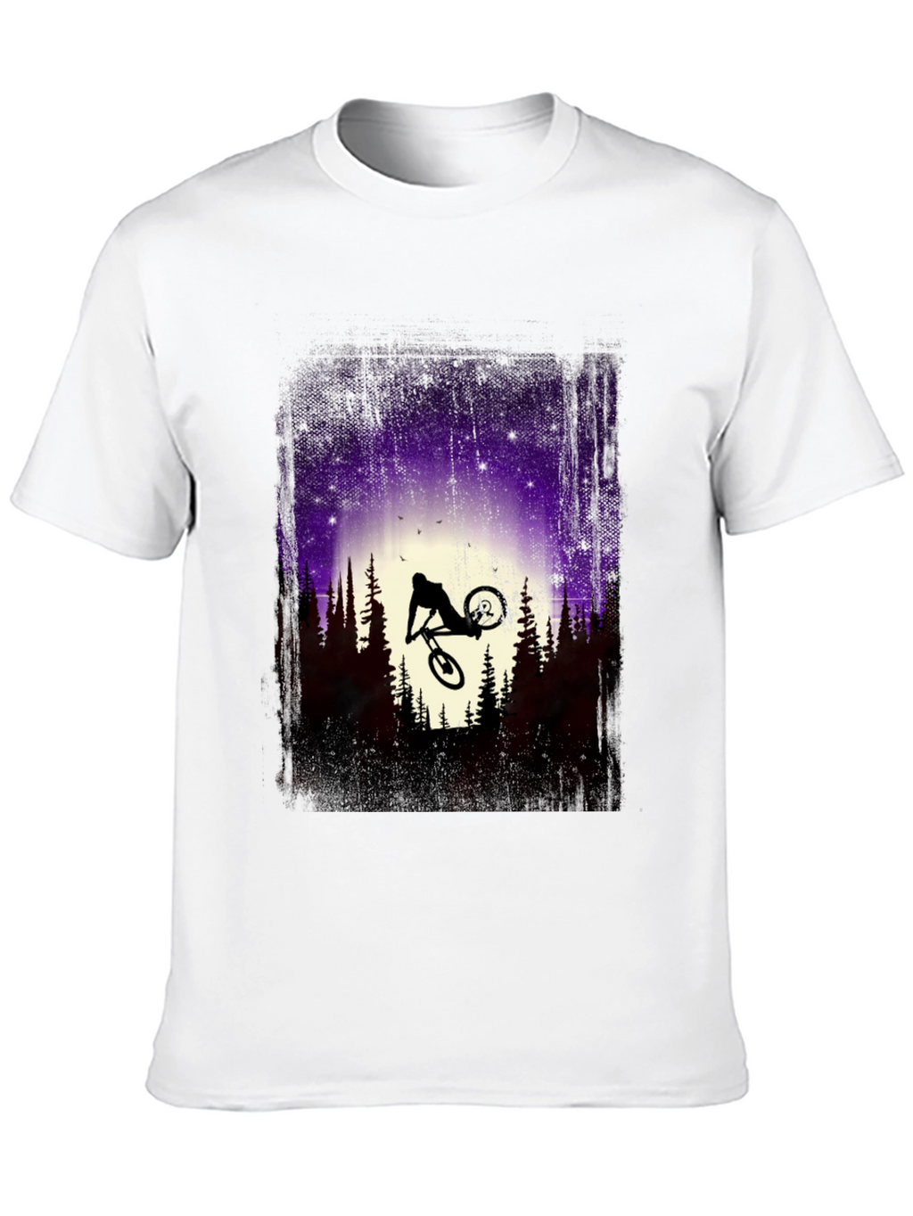 Mountain Bike Silhouette Graphic Tee - Nature Adventure Shirt