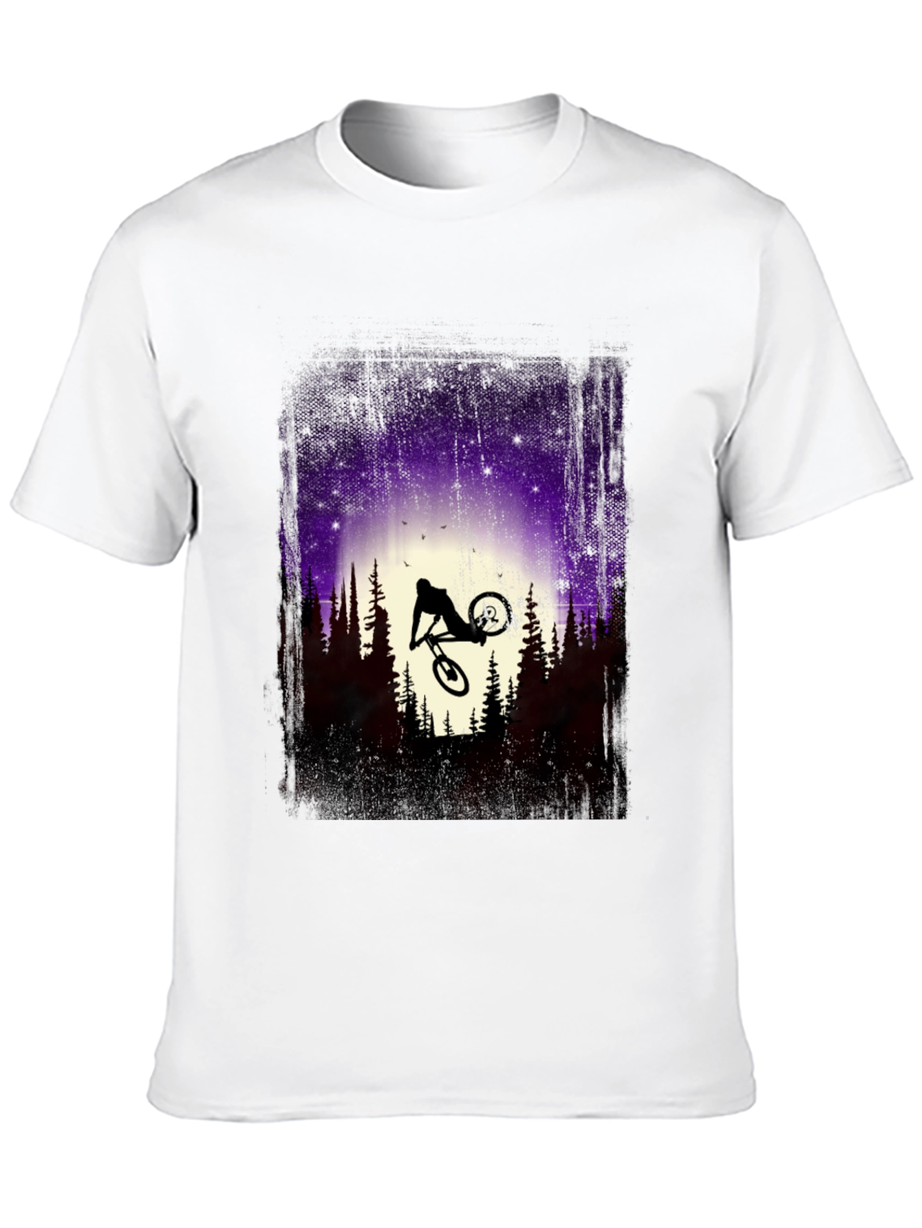 Mountain Bike Silhouette Graphic Tee - Nature Adventure Shirt