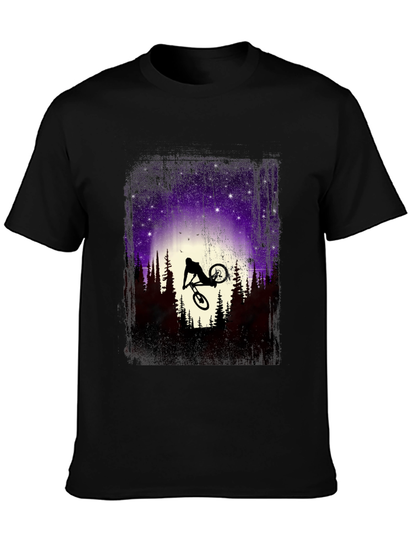 Mountain Bike Silhouette Graphic Tee - Nature Adventure Shirt