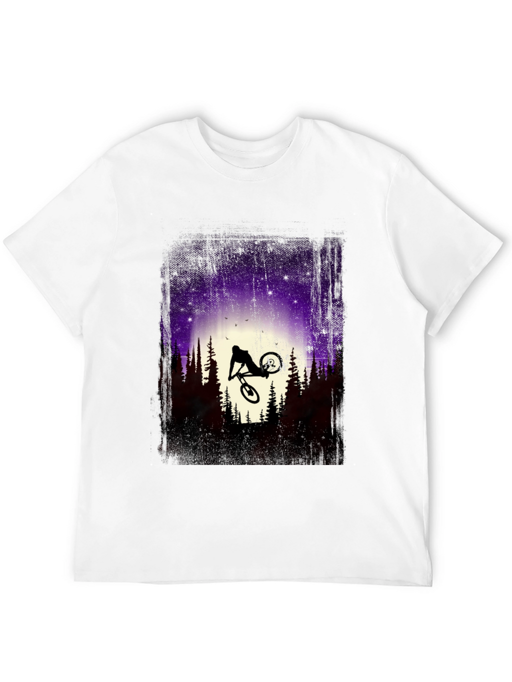 Mountain Bike Silhouette Graphic Tee - Nature Adventure Shirt