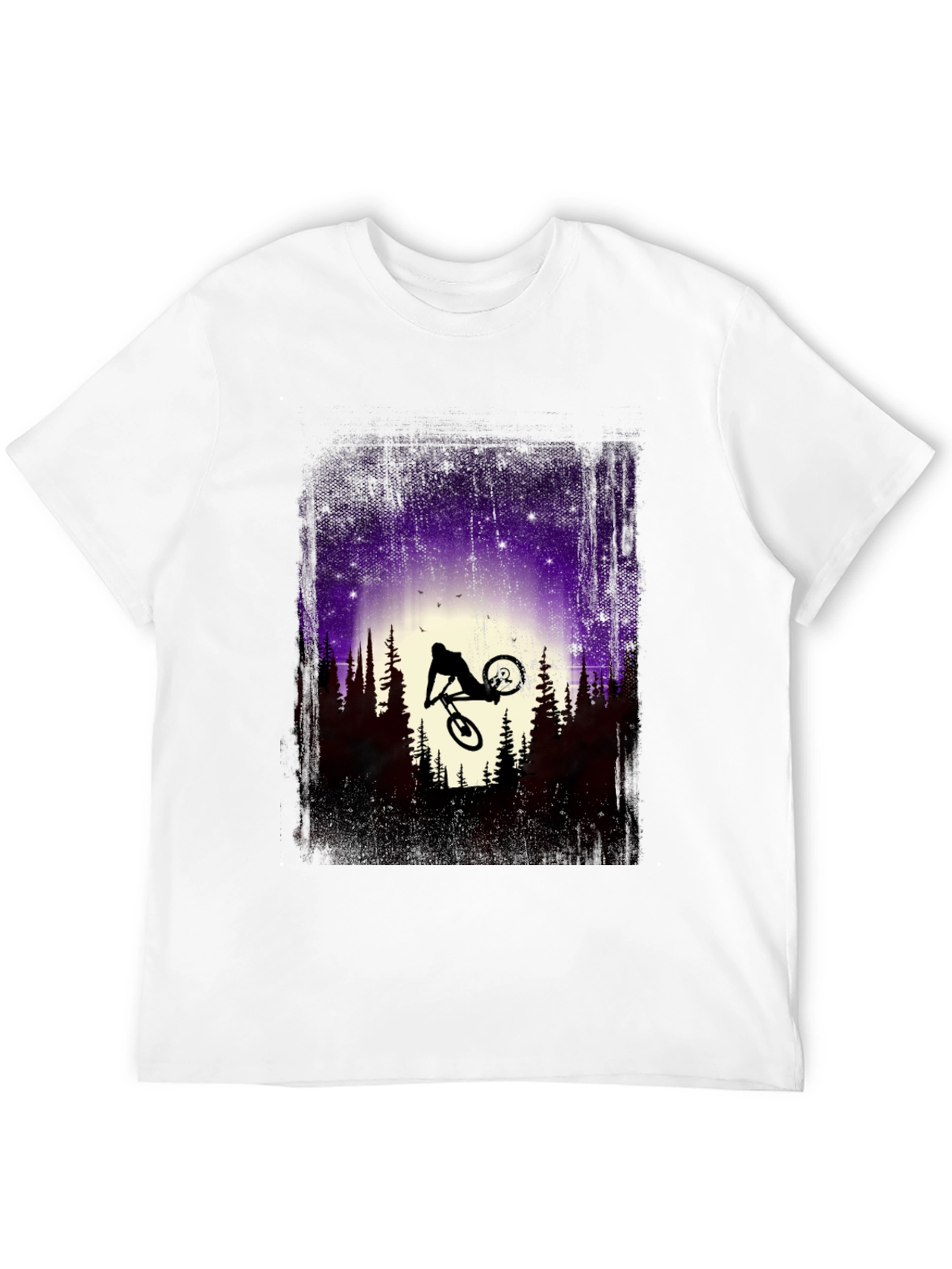 Mountain Bike Silhouette Graphic Tee - Nature Adventure Shirt