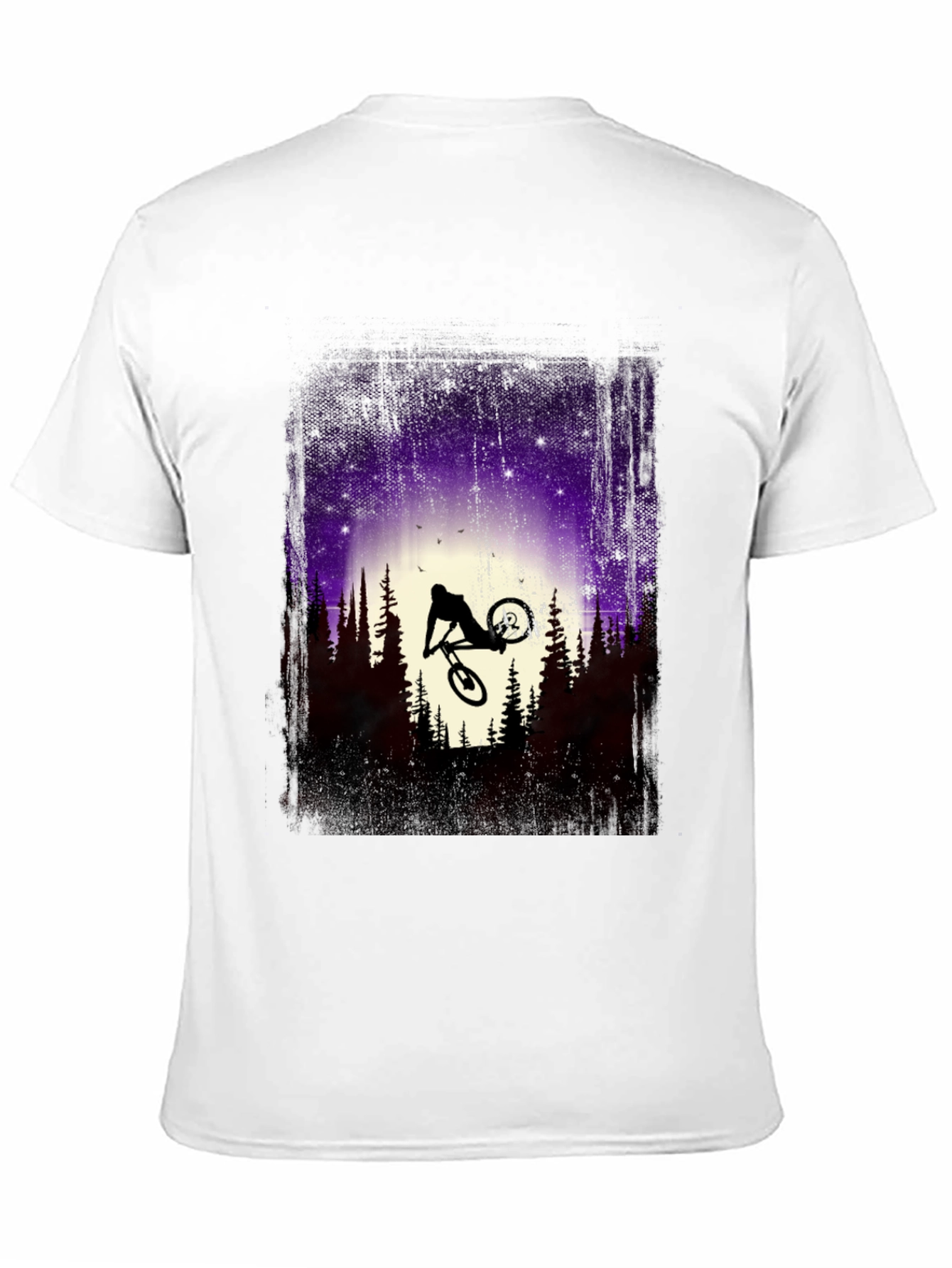 Mountain Bike Silhouette Graphic Tee - Nature Adventure Shirt