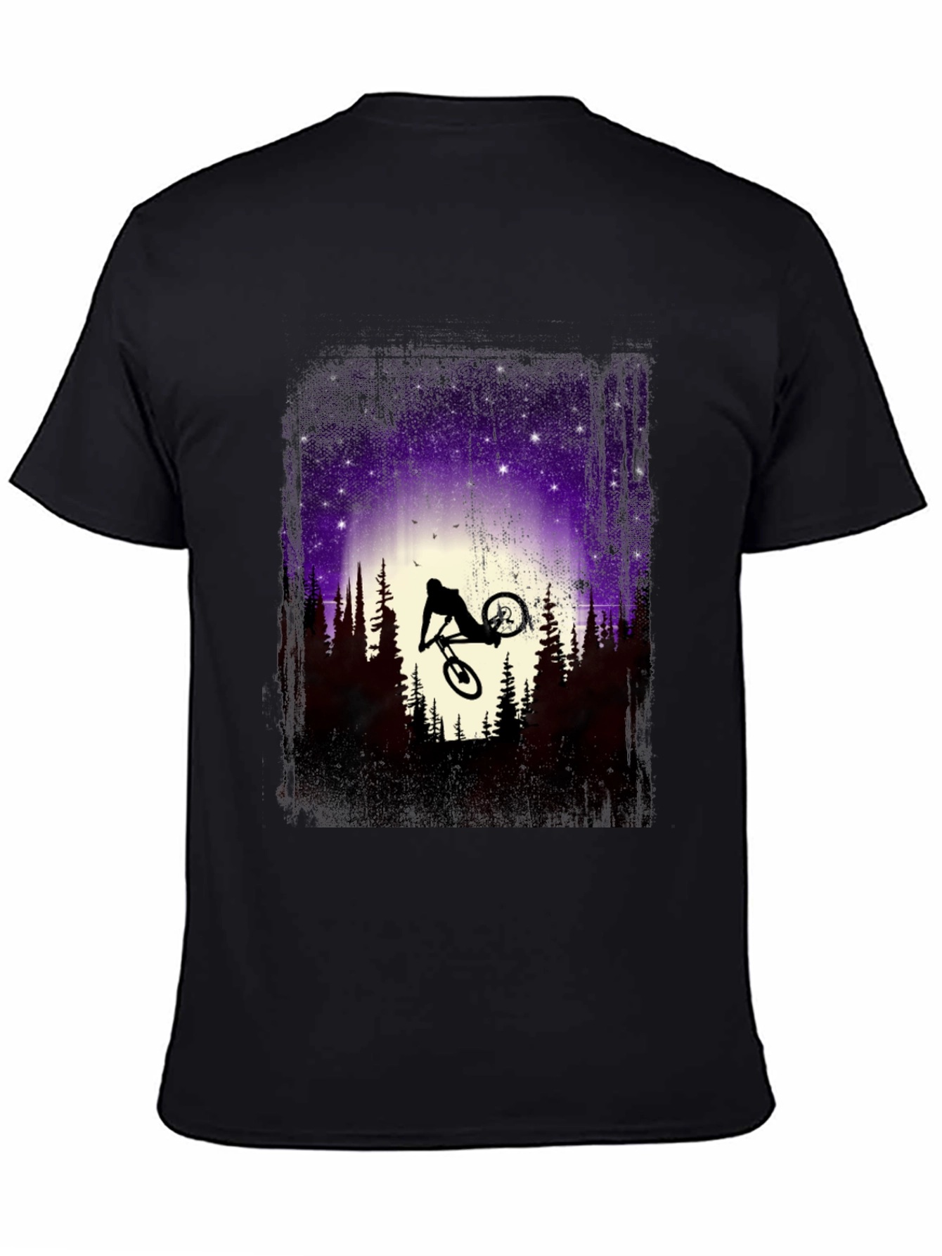 Mountain Bike Silhouette Graphic Tee - Nature Adventure Shirt