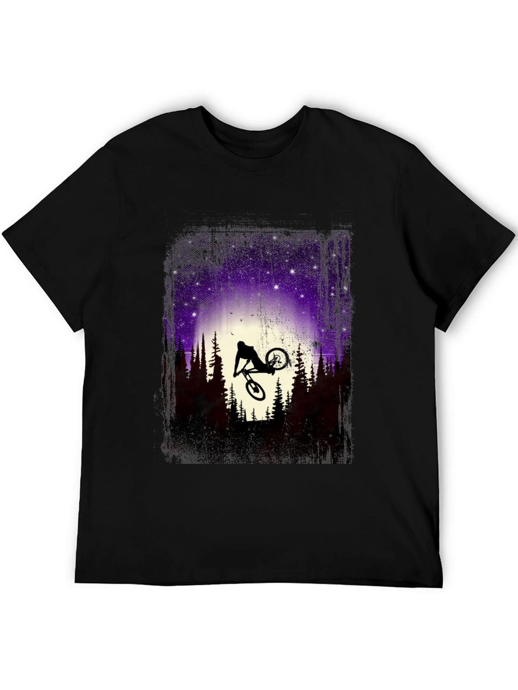 Mountain Bike Silhouette Graphic Tee - Nature Adventure Shirt