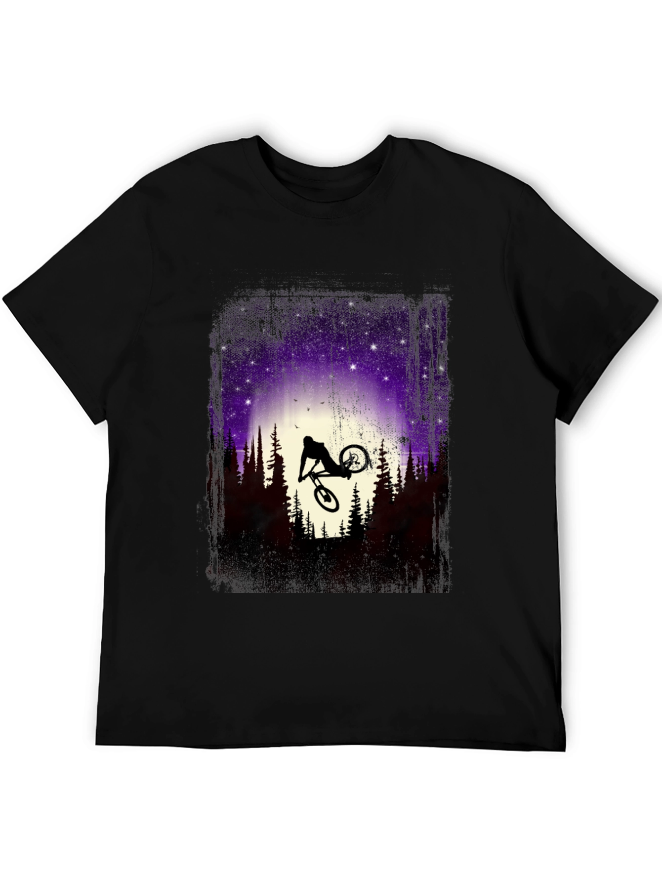 Mountain Bike Silhouette Graphic Tee - Nature Adventure Shirt