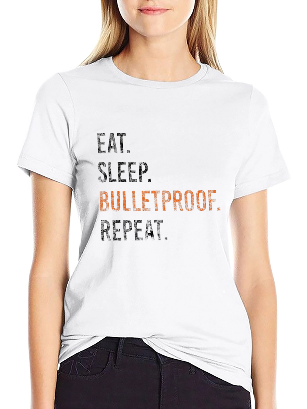 Eat Sleep Bulletproof Repeat Graphic Tee - Black