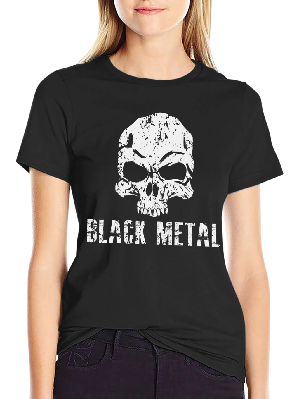 Black Metal Skull Graphic T-Shirt - Grunge Style Tee