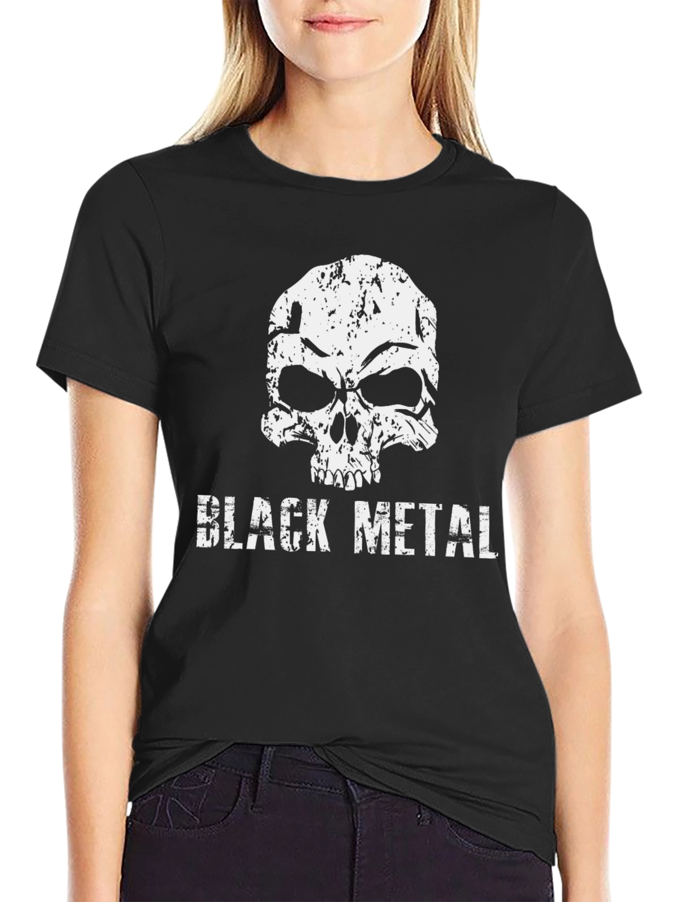 Black Metal Skull Graphic T-Shirt - Grunge Style Tee