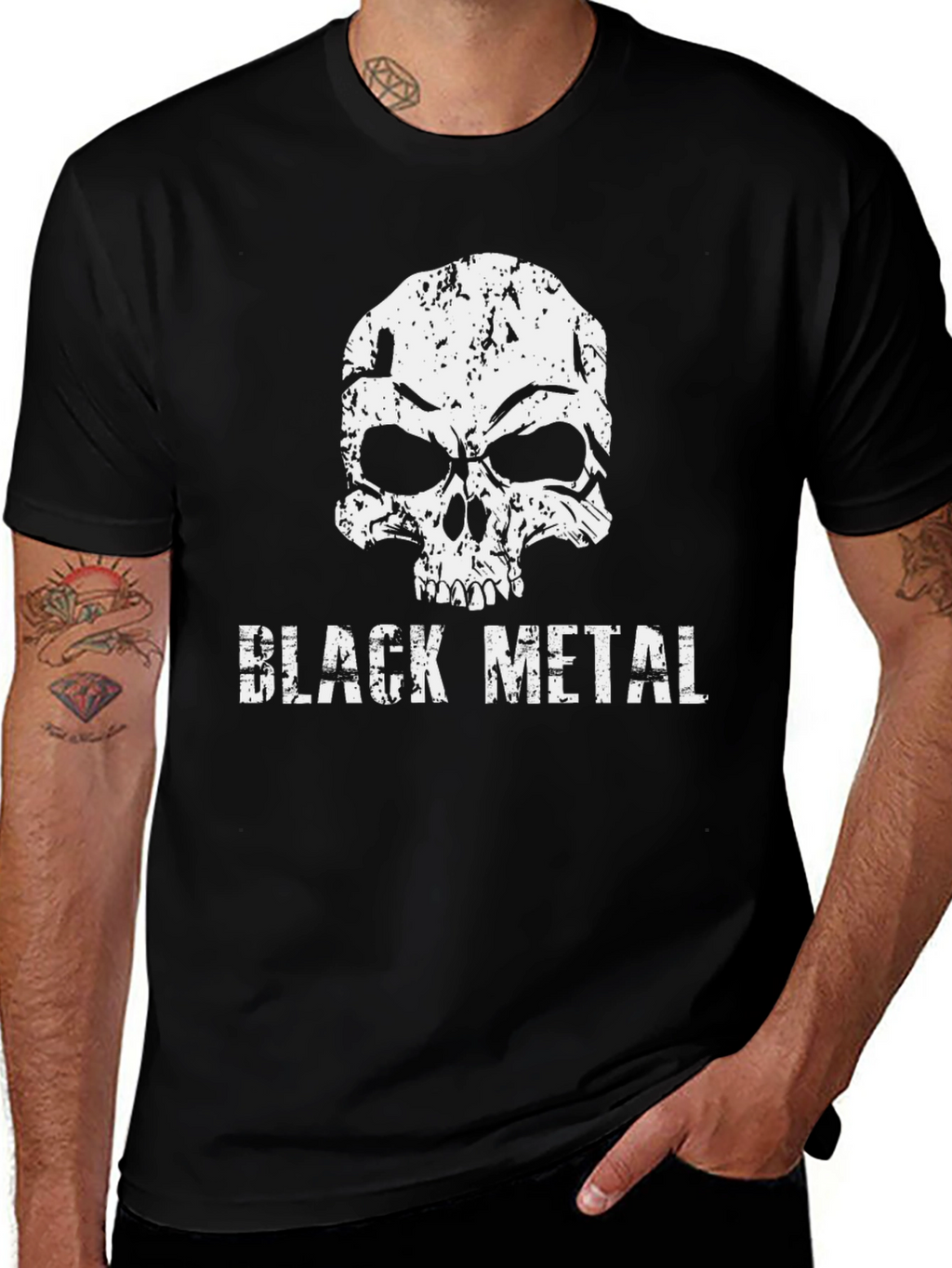 Black Metal Skull Graphic T-Shirt - Grunge Style Tee