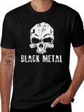 Black Metal Skull Graphic T-Shirt - Grunge Style Tee