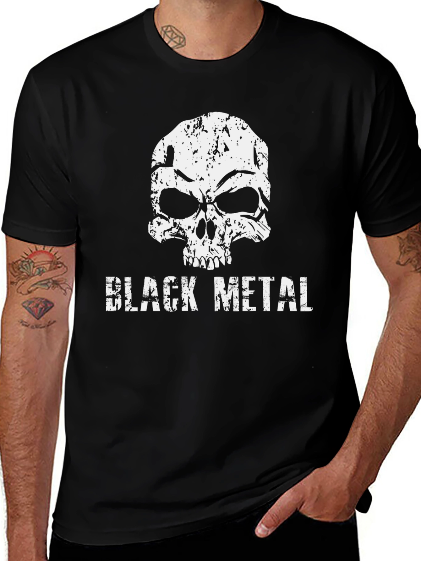 Black Metal Skull Graphic T-Shirt - Grunge Style Tee