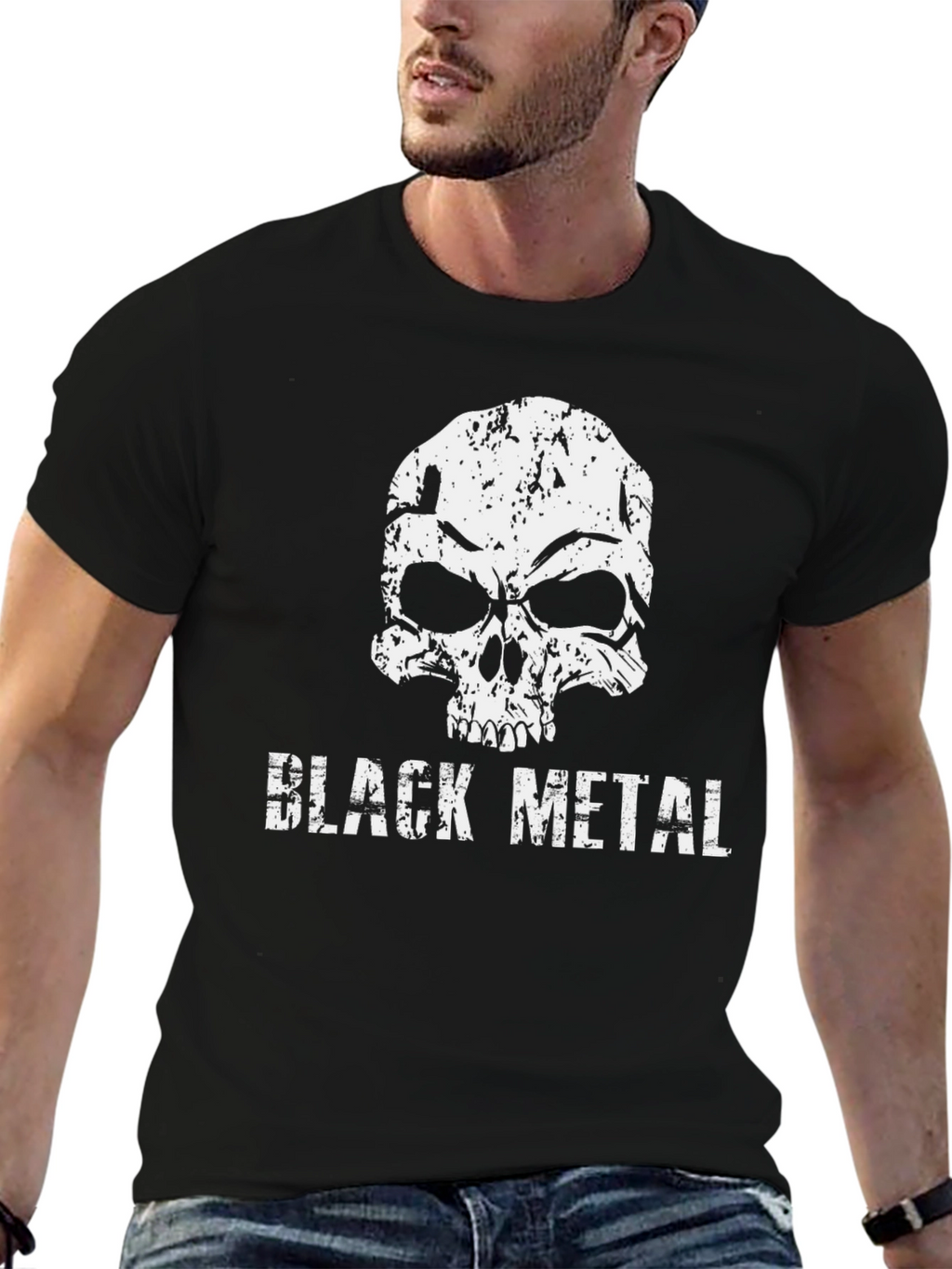 Black Metal Skull Graphic T-Shirt - Grunge Style Tee