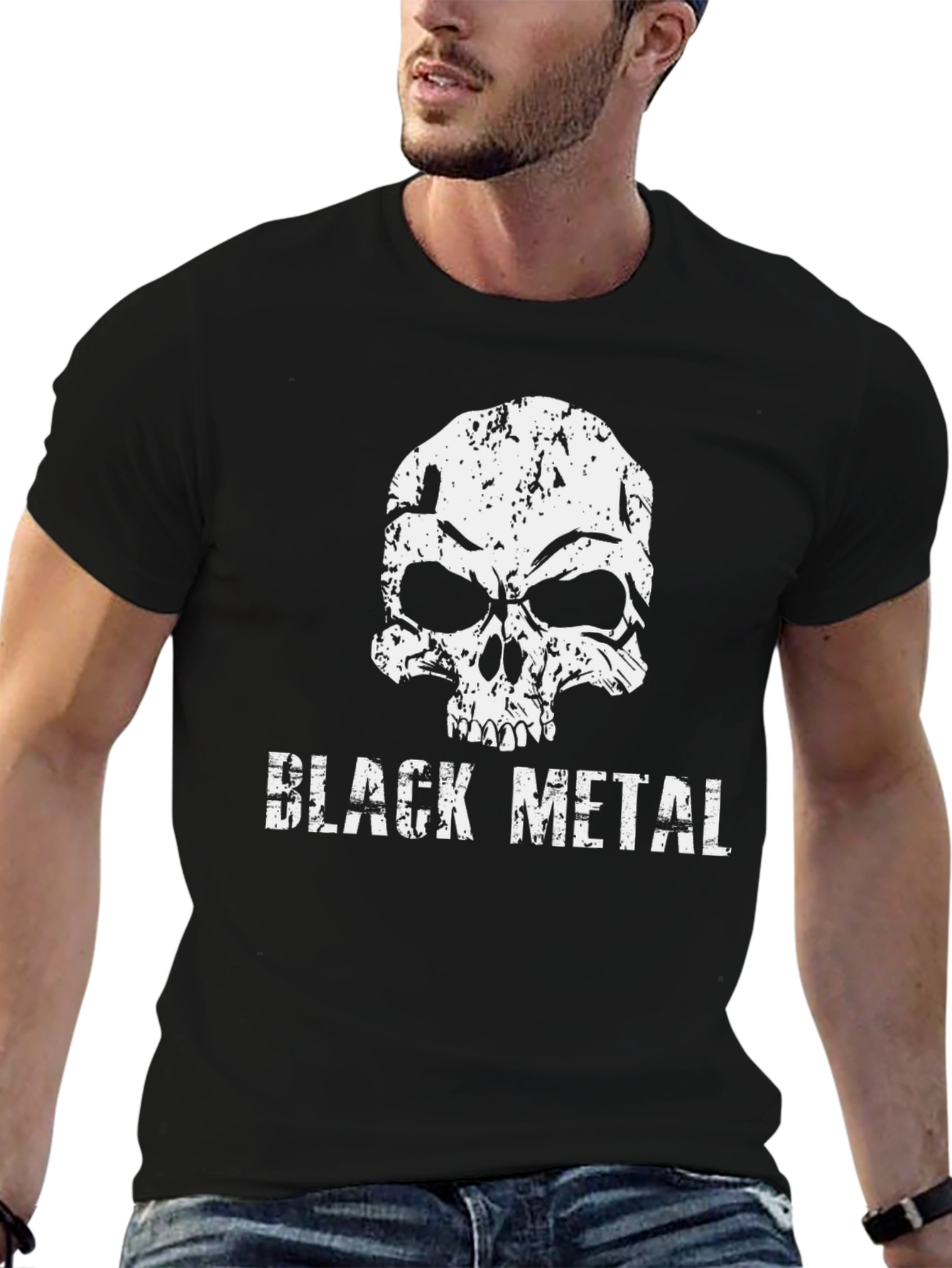 Black Metal Skull Graphic T-Shirt - Grunge Style Tee