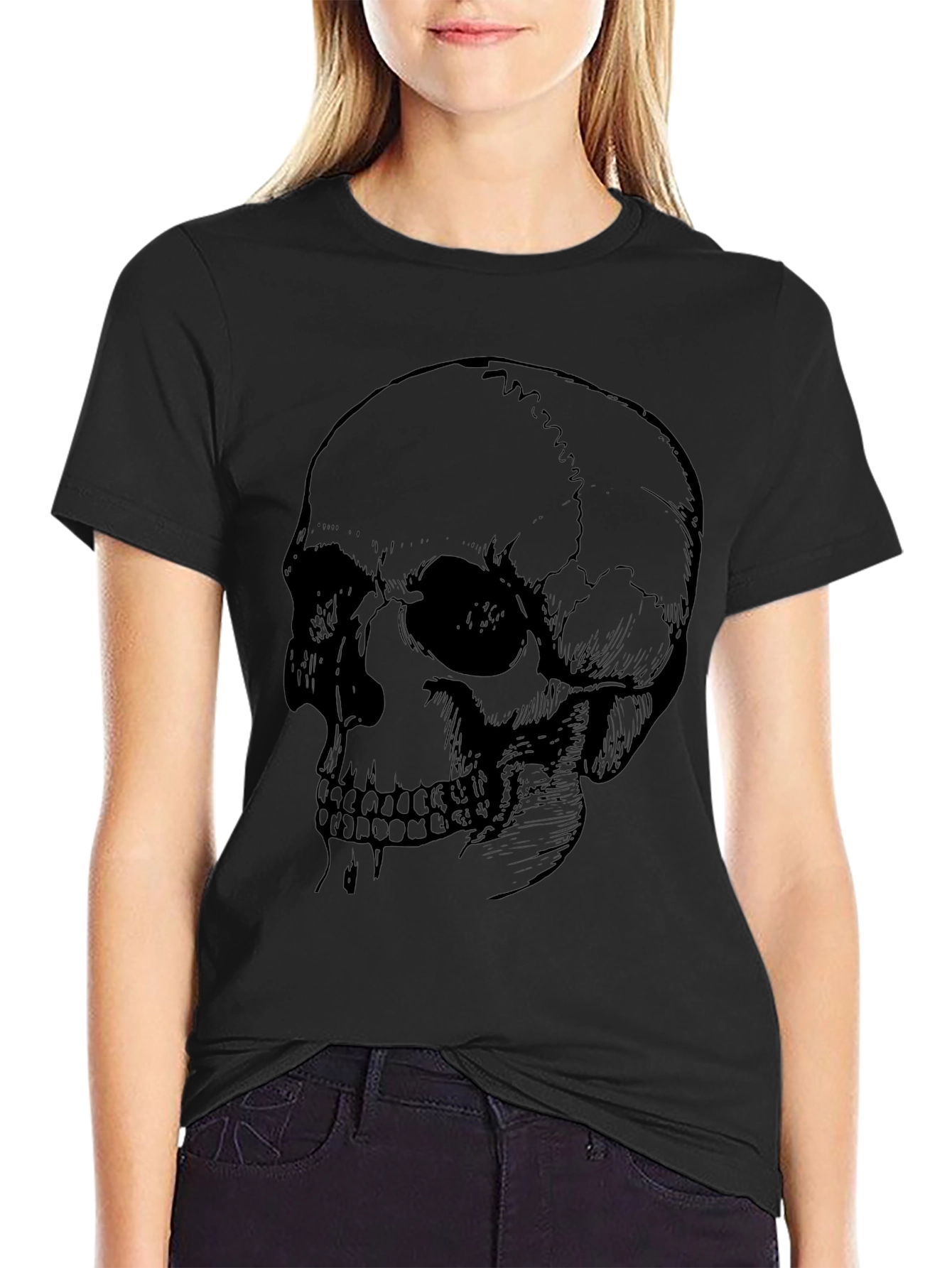 Skull Graphic Print Black T-Shirt