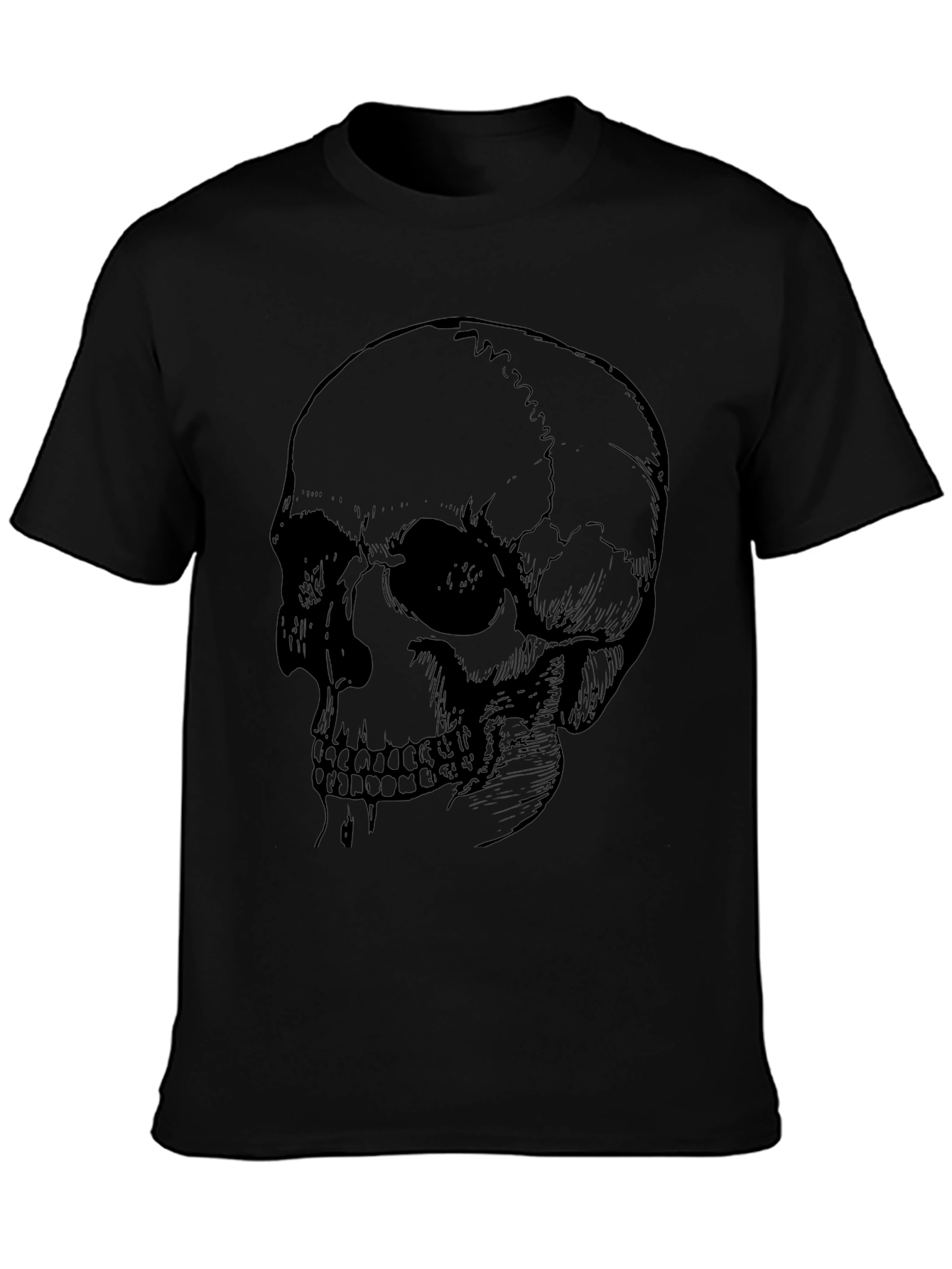 Skull Graphic Print Black T-Shirt