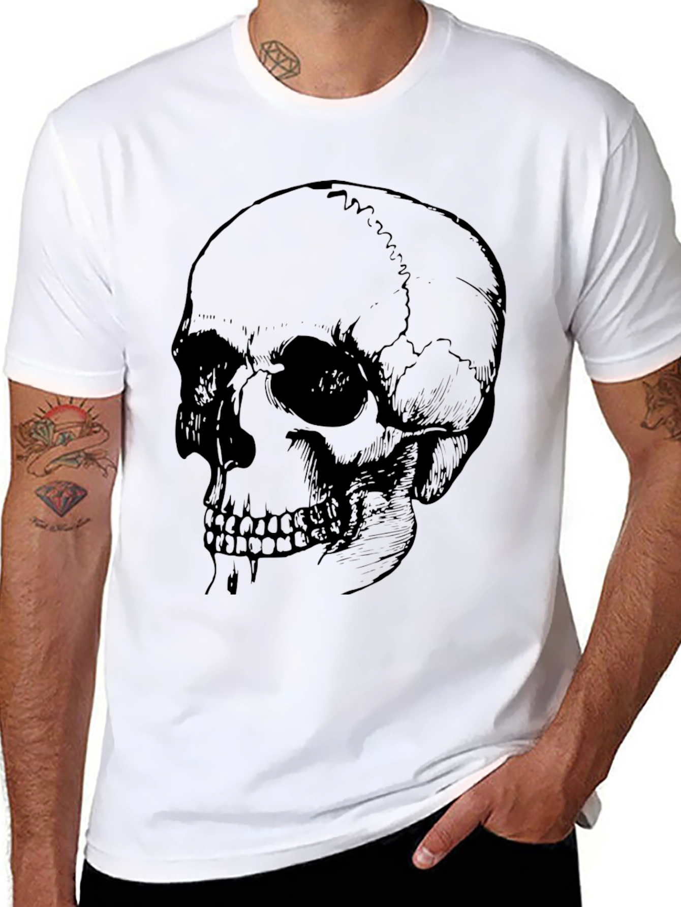 Skull Graphic Print Black T-Shirt
