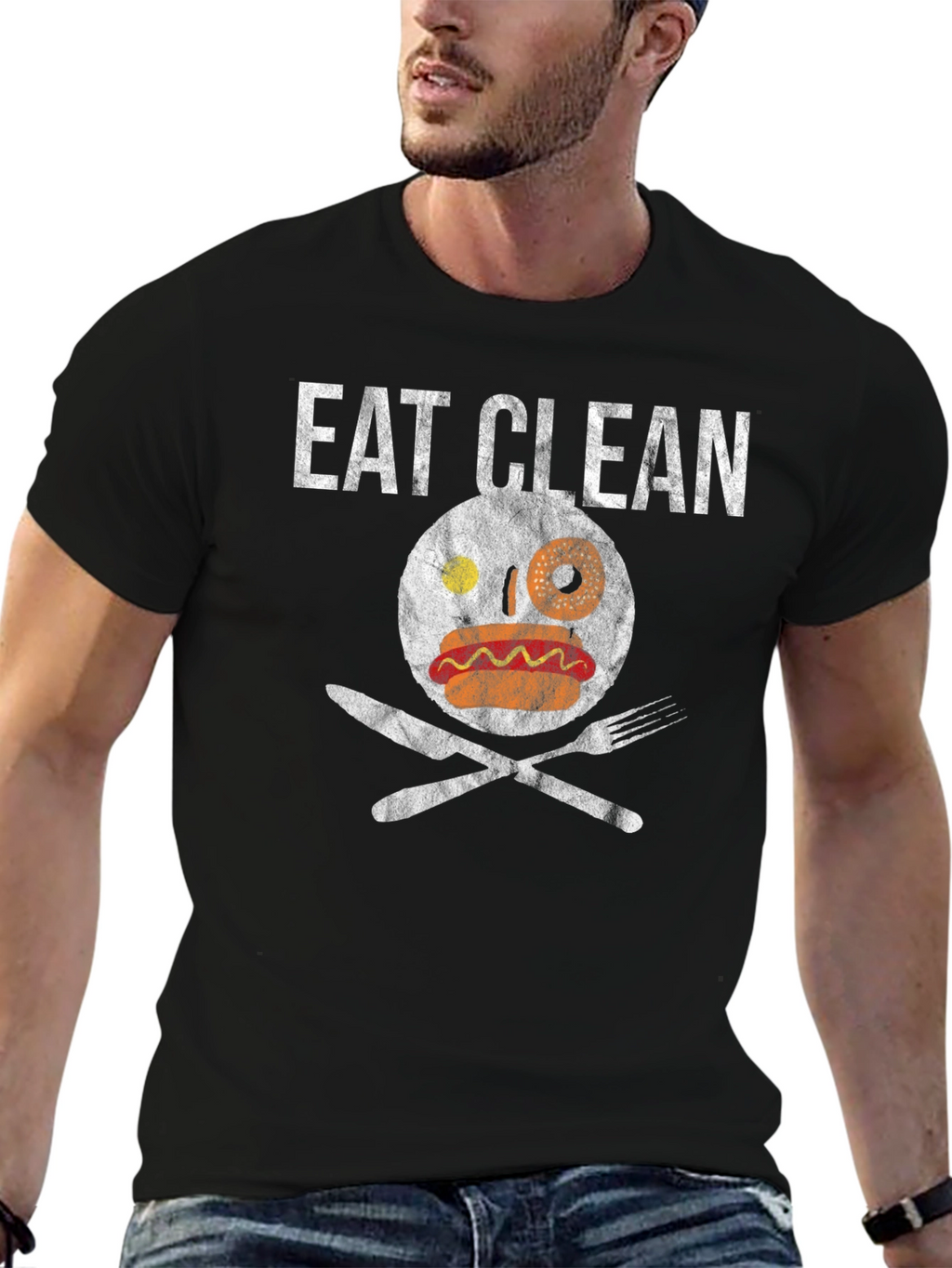 Eat Clean Graphic Tee Funny Foodie T-Shirt