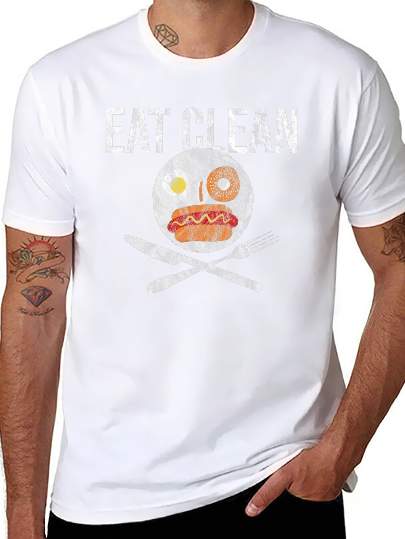 Eat Clean Graphic Tee Funny Foodie T-Shirt
