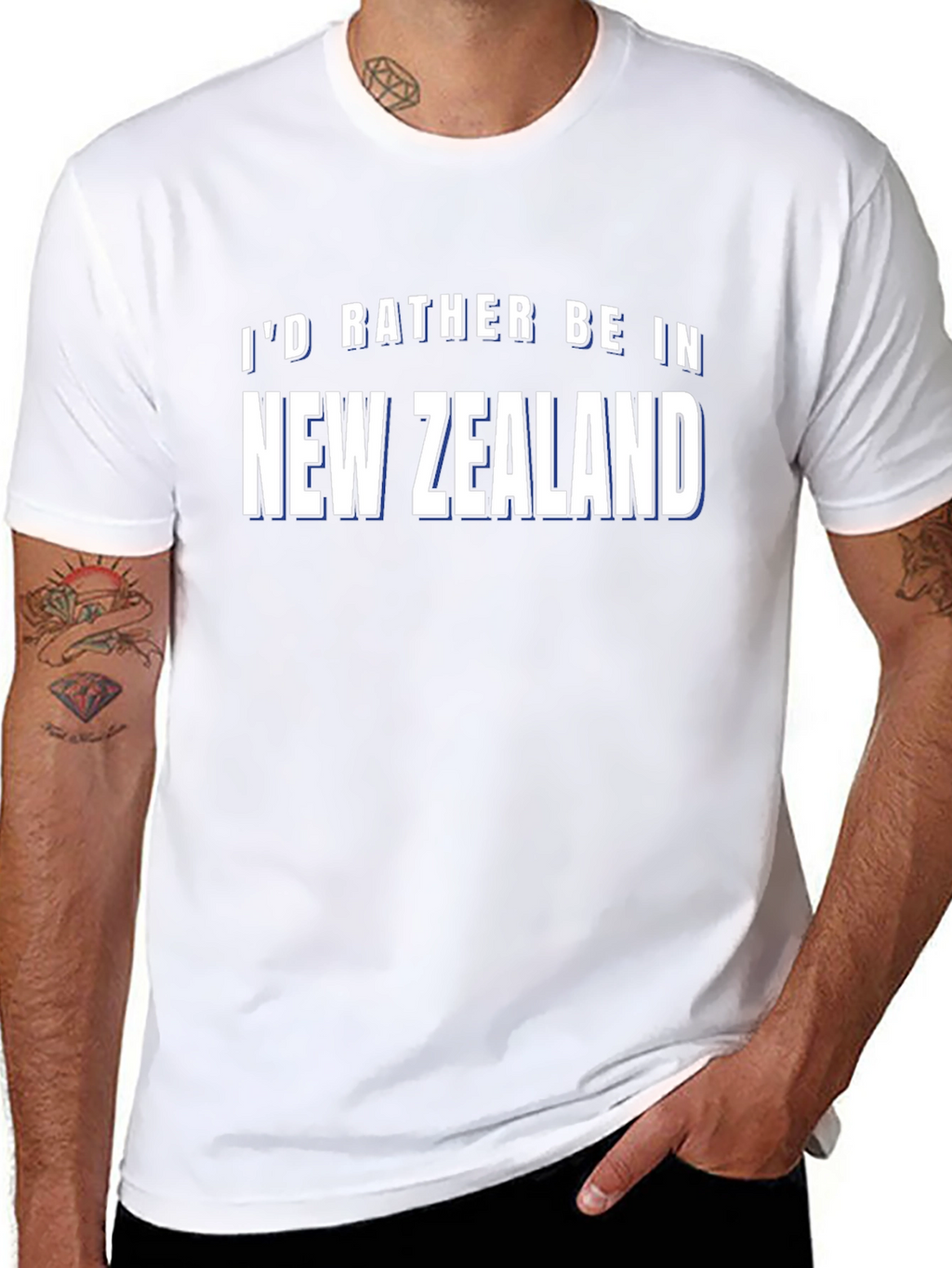 Id Rather Be In New Zealand Black T-Shirt