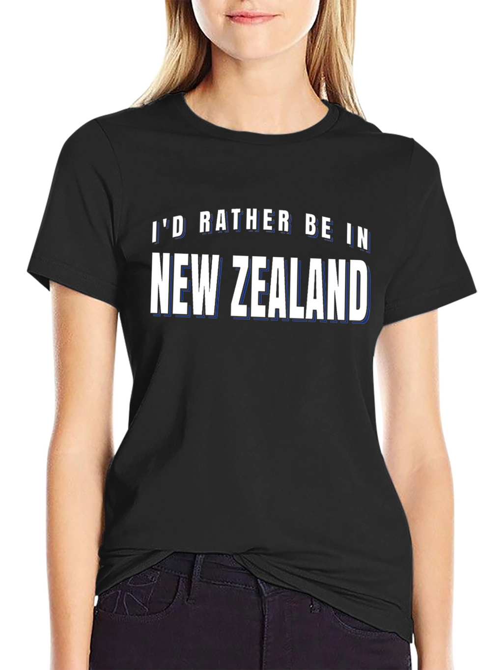 Id Rather Be In New Zealand Black T-Shirt