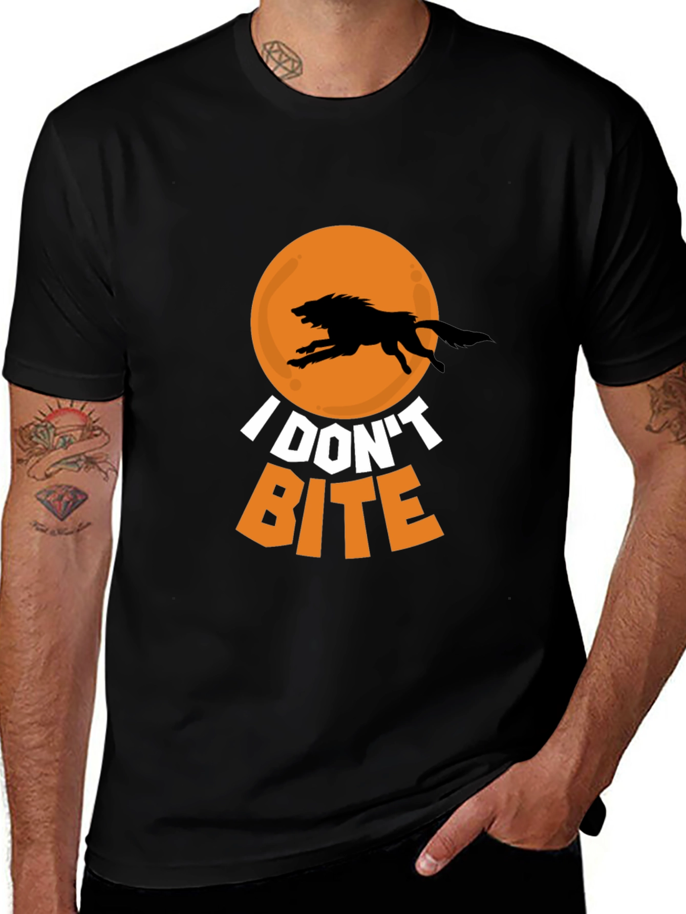 I Dont Bite Wolf Graphic Tee - Black