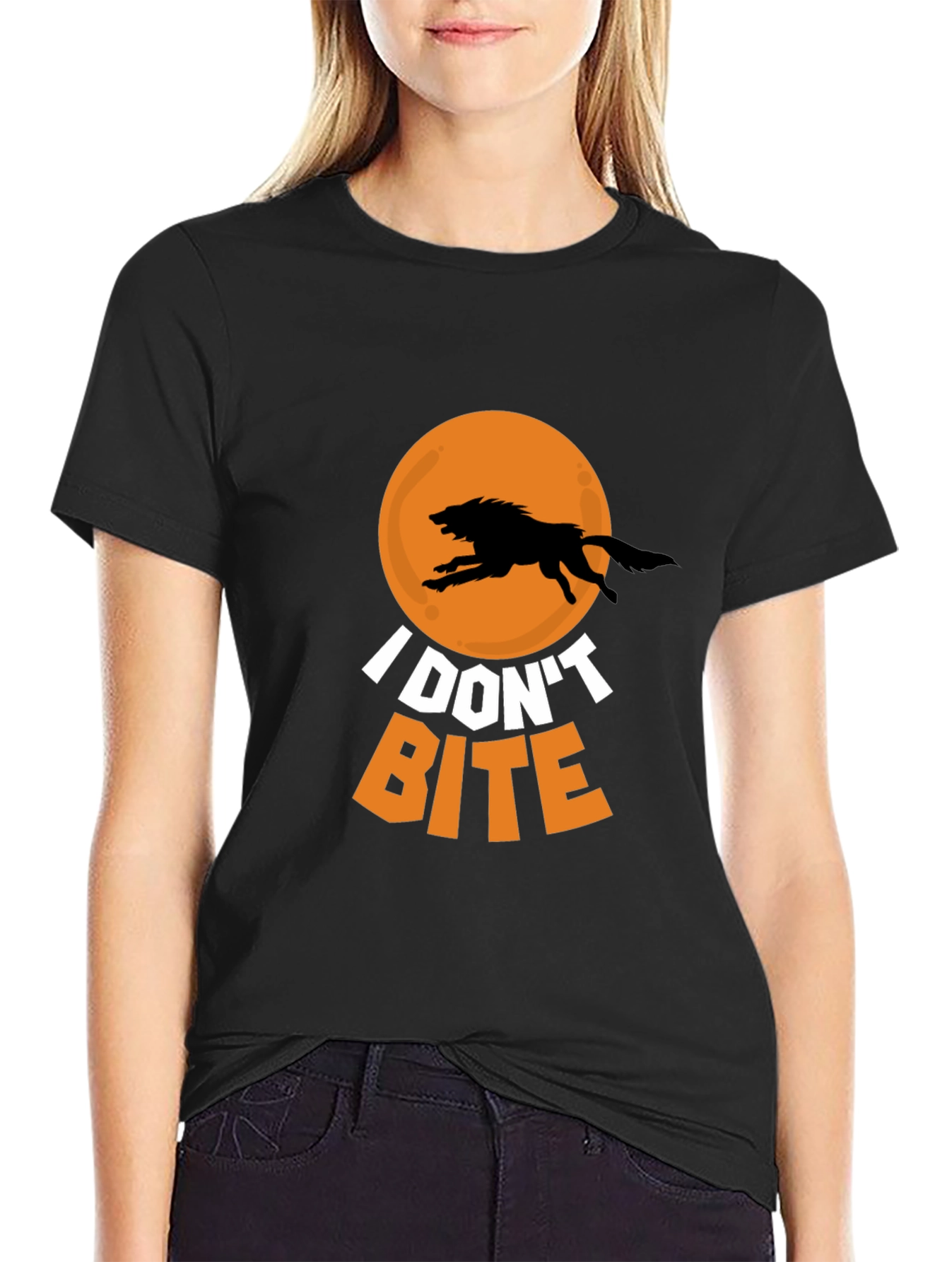 I Dont Bite Wolf Graphic Tee - Black