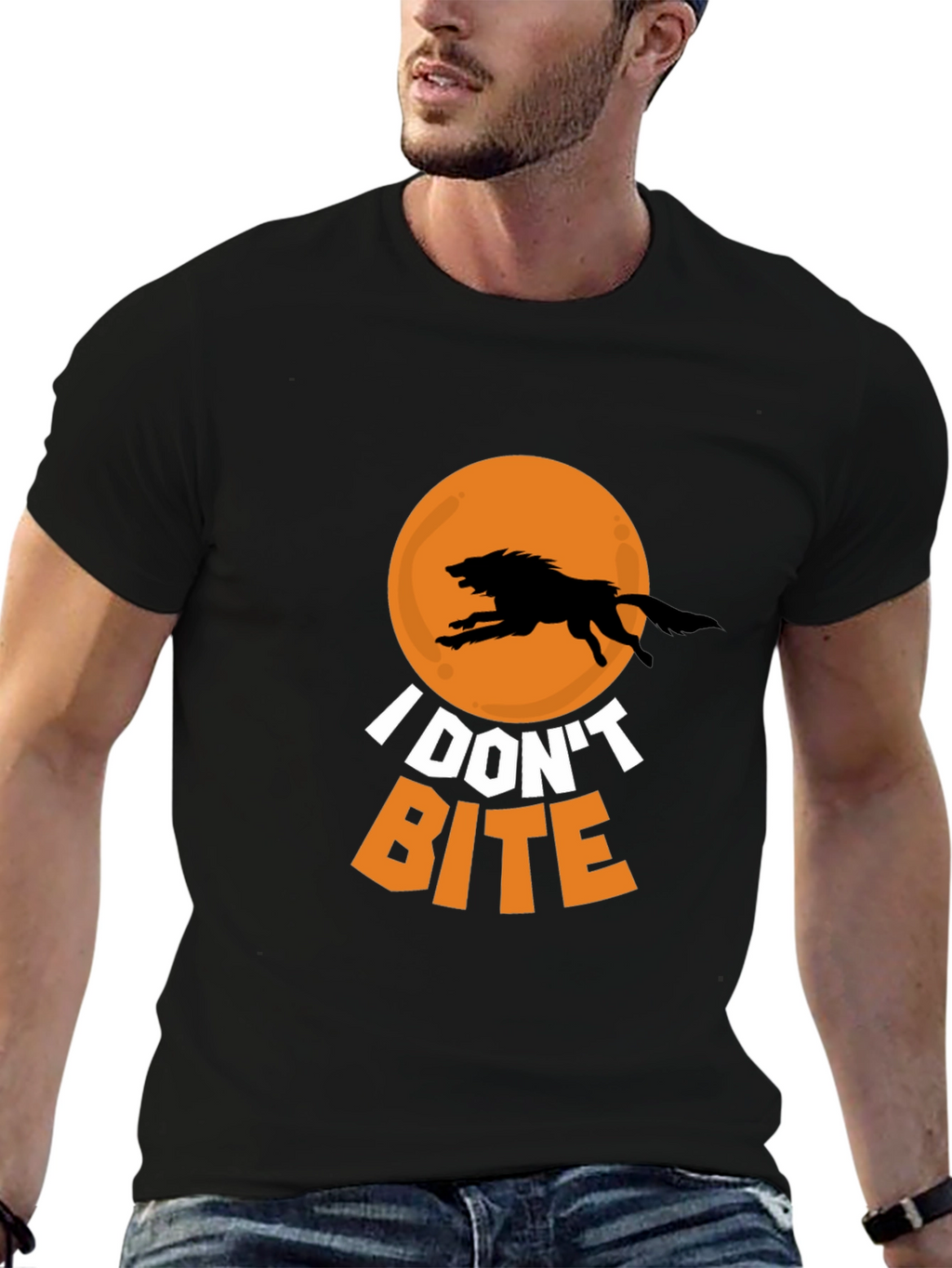 I Dont Bite Wolf Graphic Tee - Black