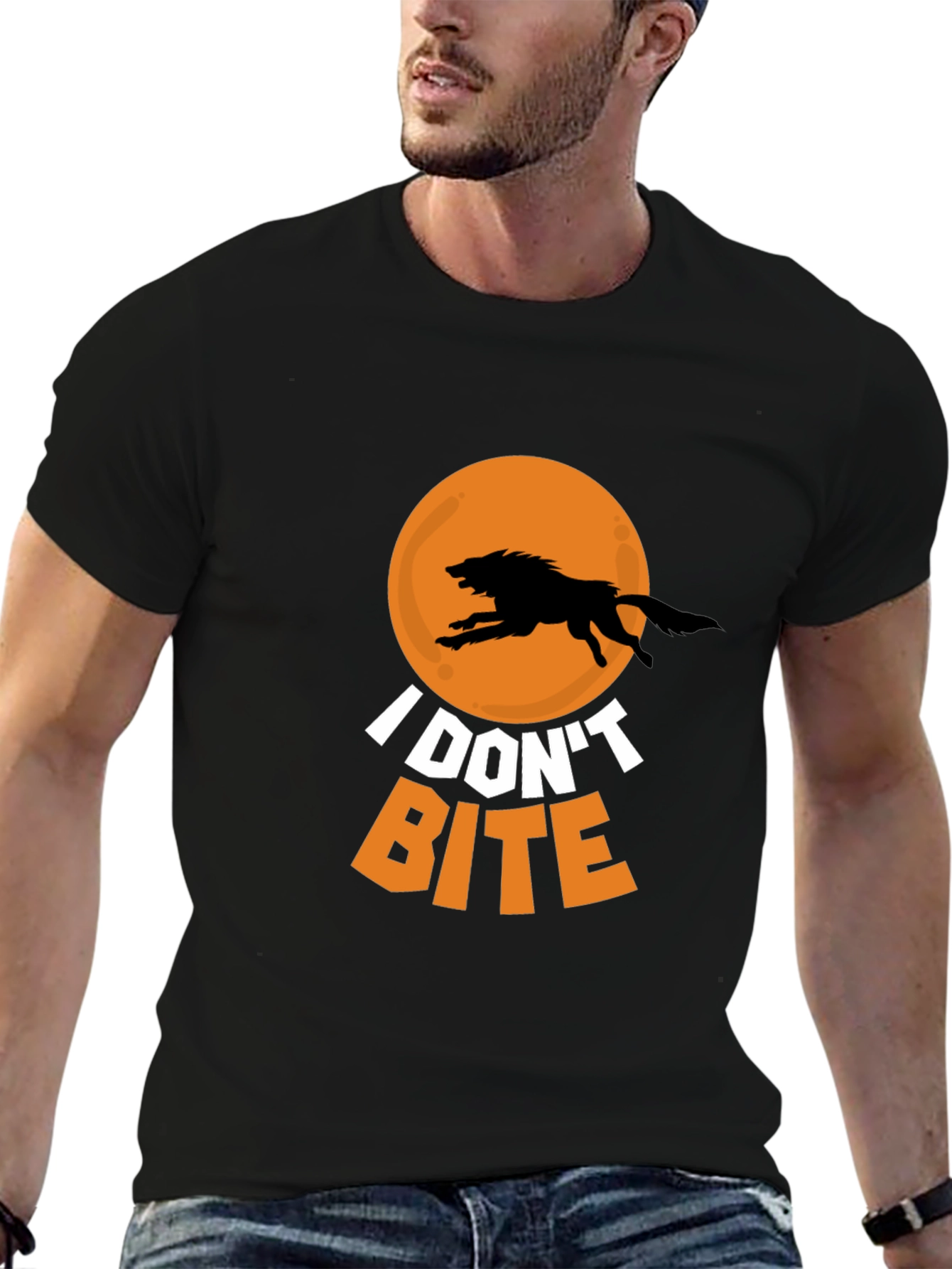 I Dont Bite Wolf Graphic Tee - Black