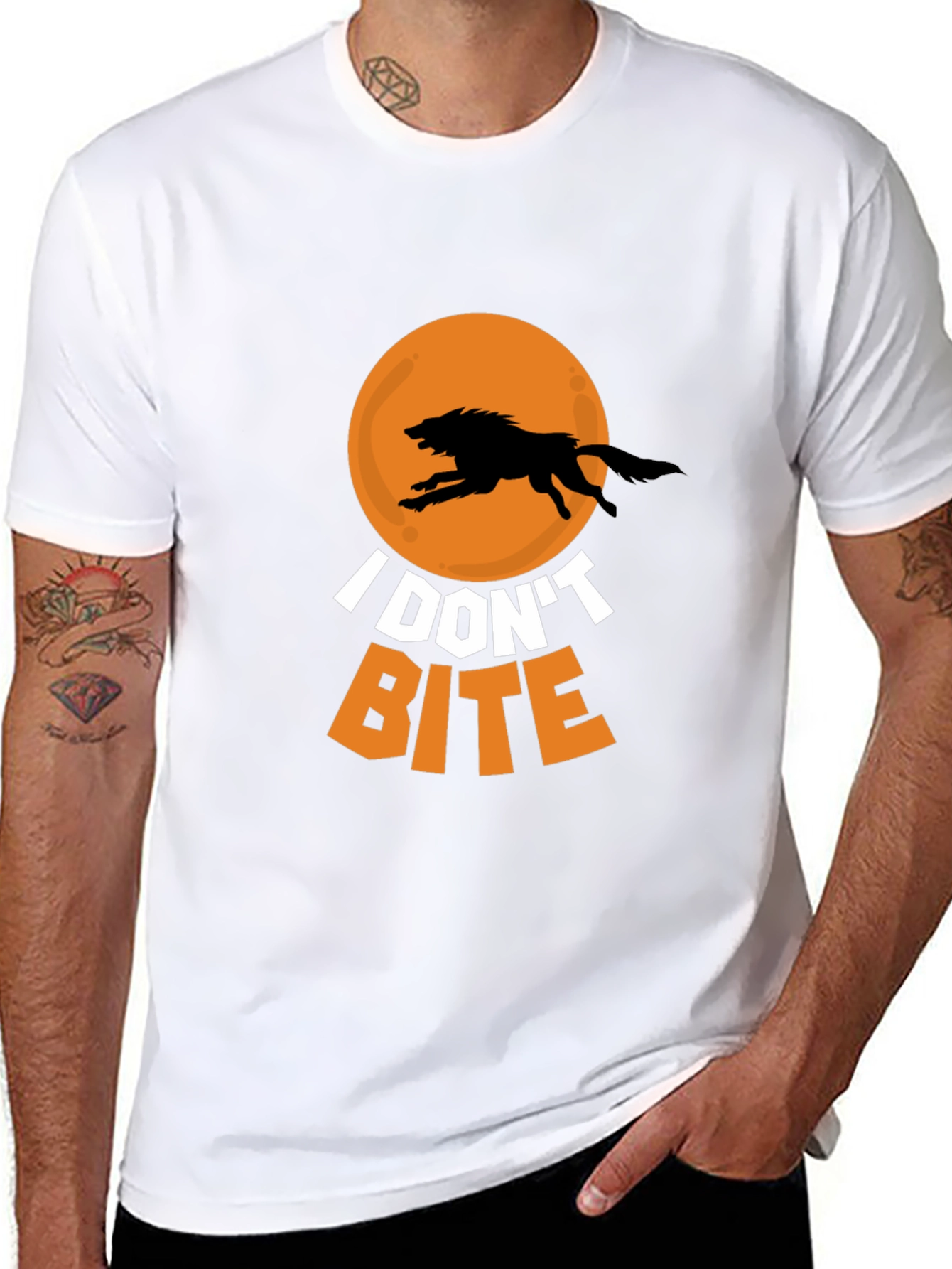 I Dont Bite Wolf Graphic Tee - Black