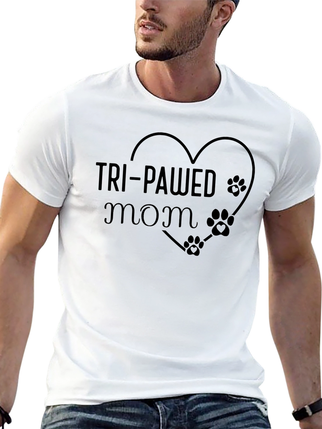 Tri-Pawed Mom T-Shirt - Animal Lovers Tee