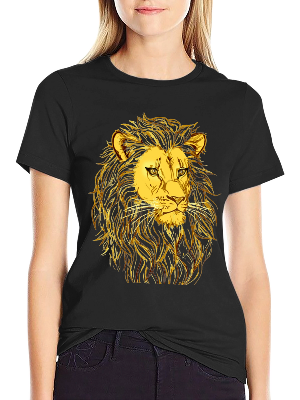 Golden Lion Graphic Black T-Shirt