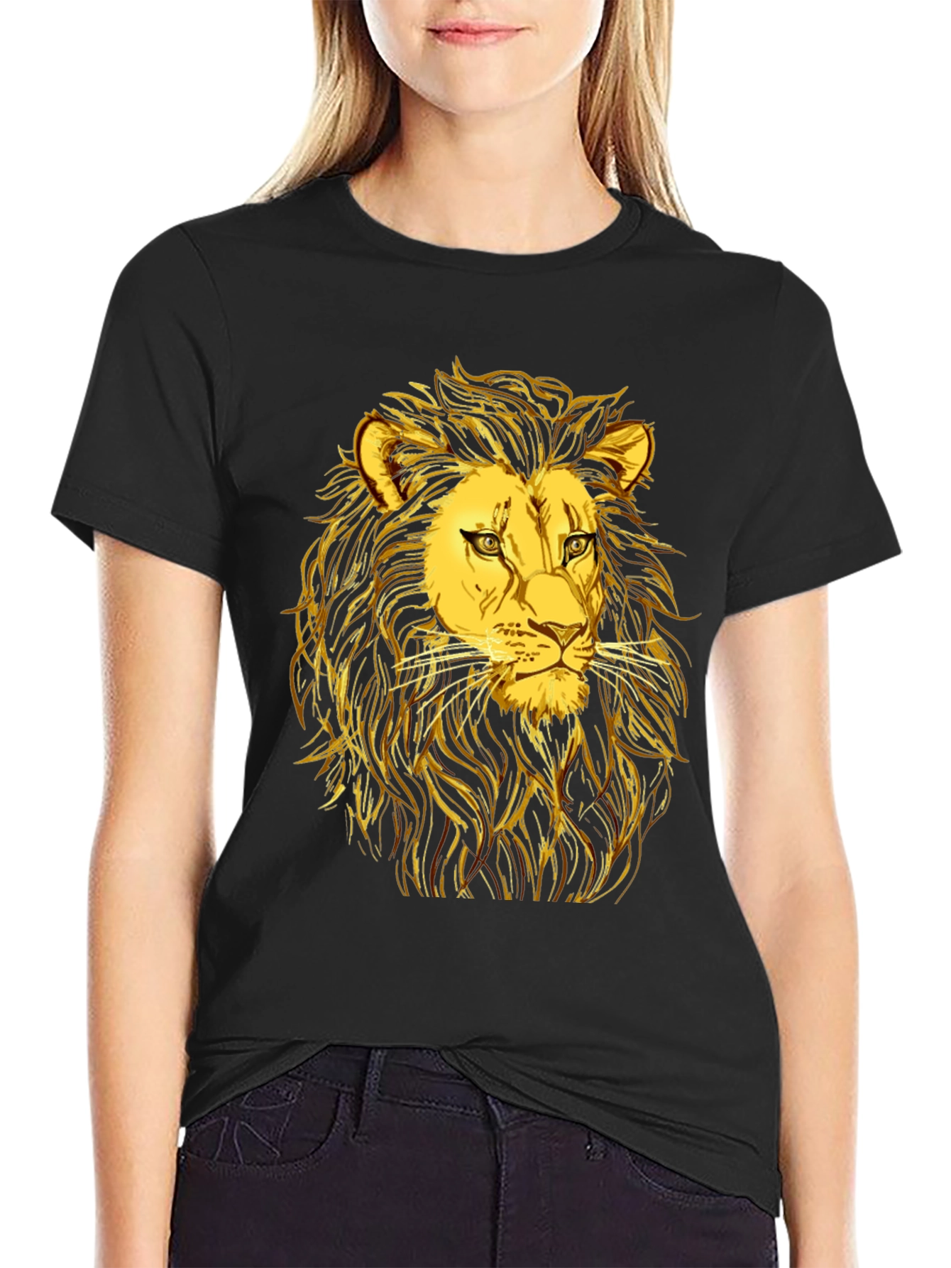Golden Lion Graphic Black T-Shirt