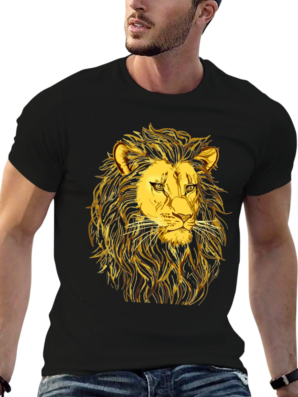 Golden Lion Graphic Black T-Shirt