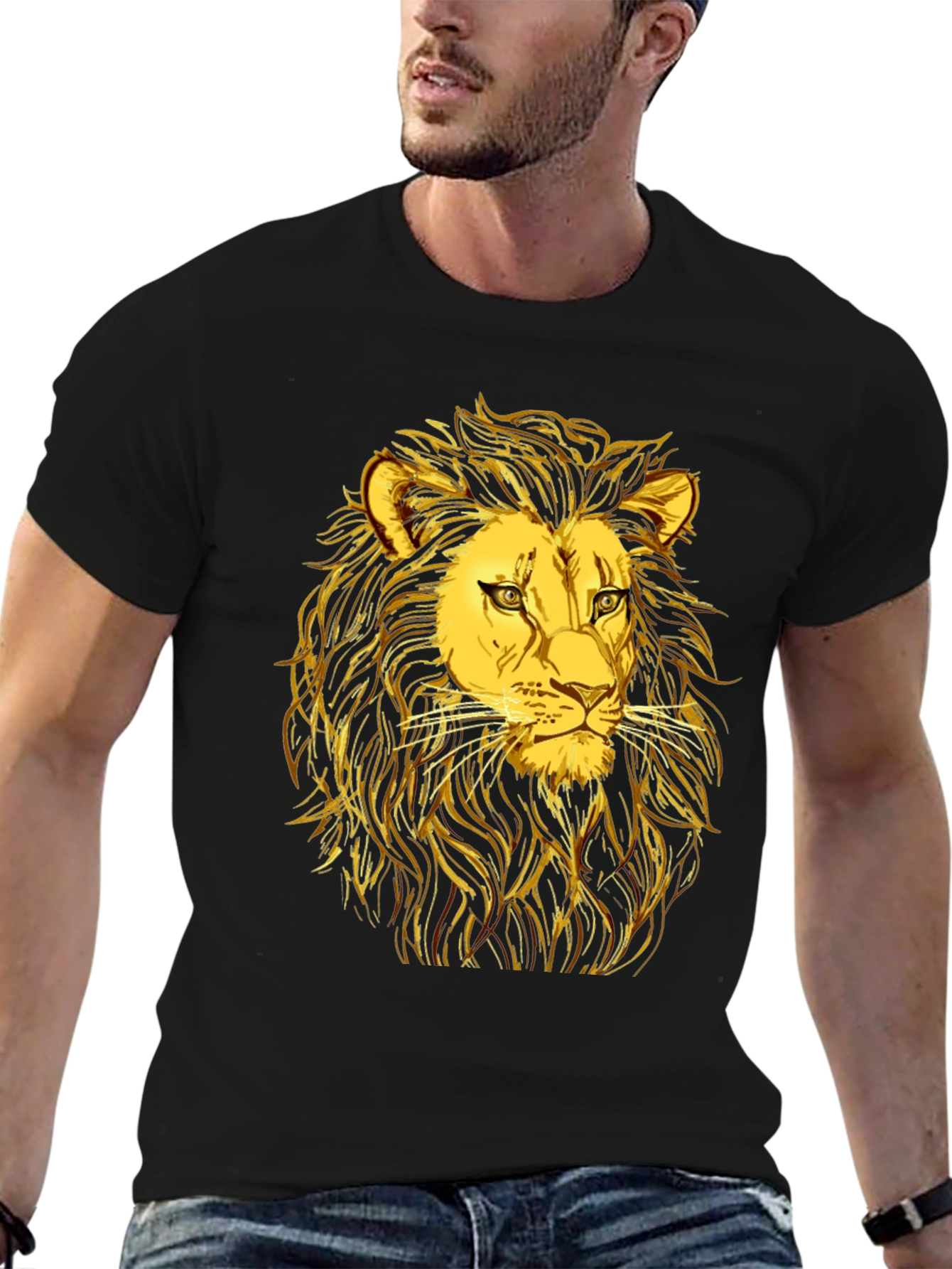 Golden Lion Graphic Black T-Shirt