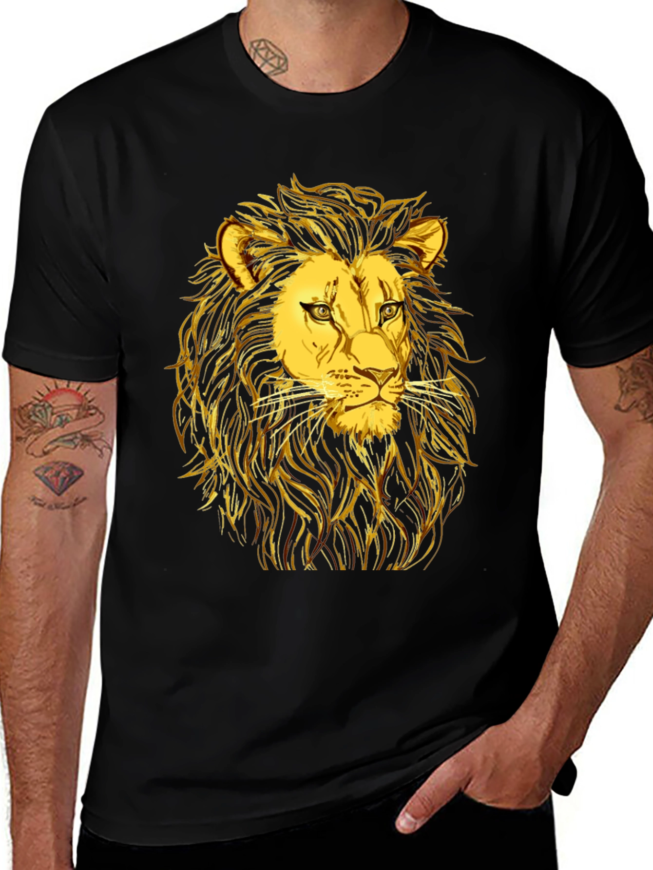 Golden Lion Graphic Black T-Shirt