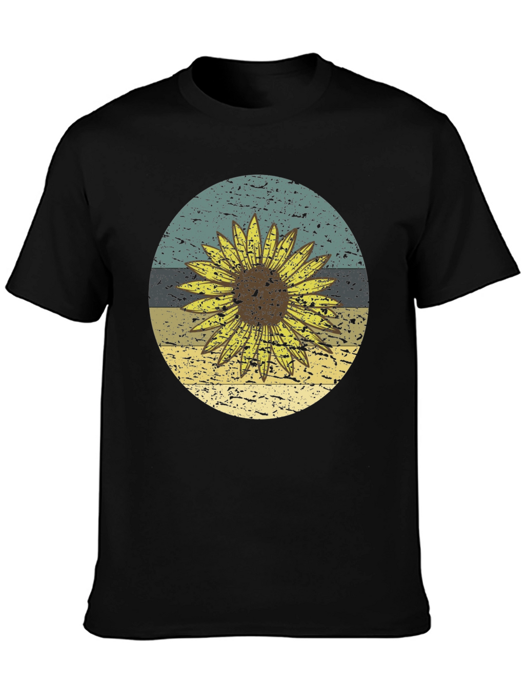 Retro Sunflower Graphic Tee - Black